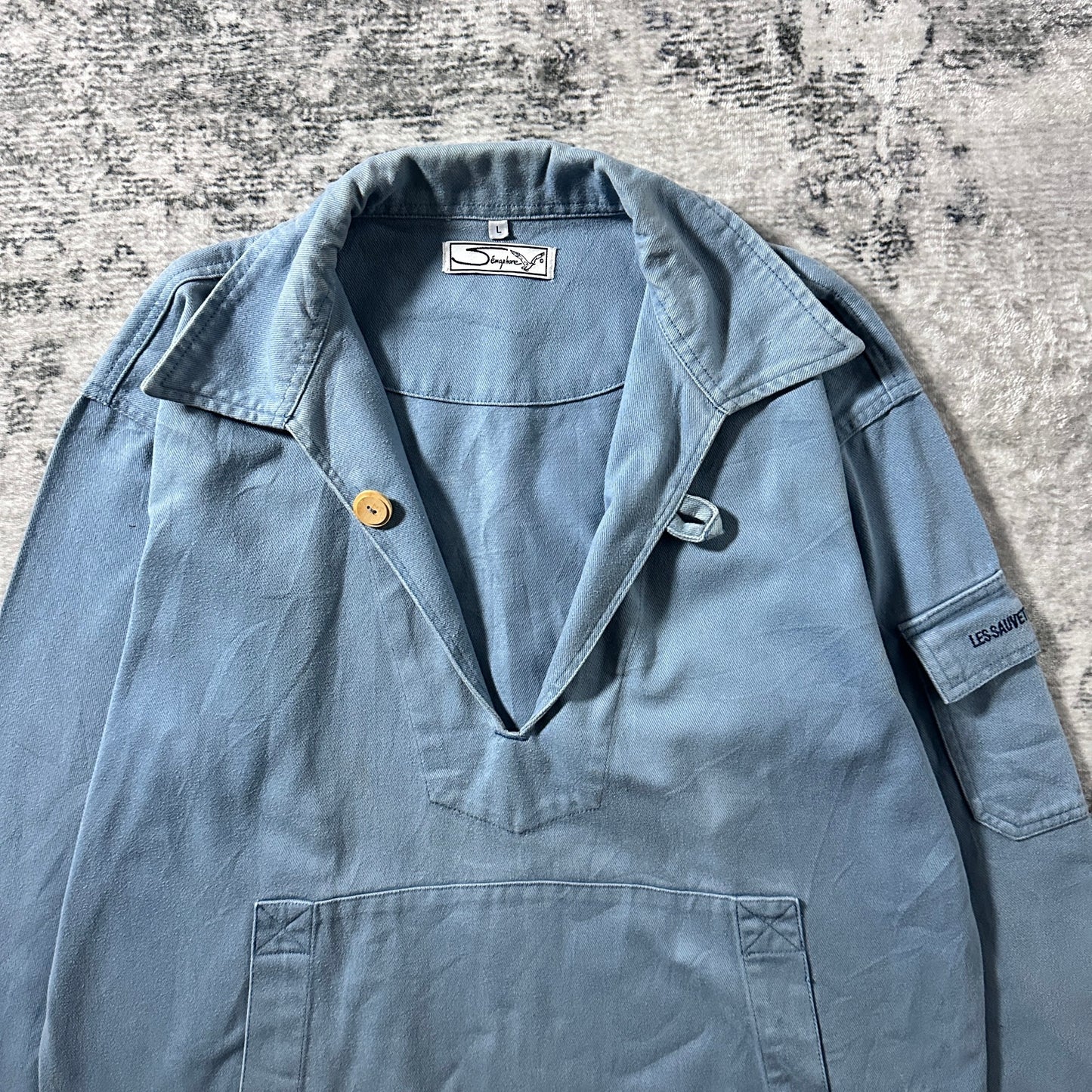 Fisherman　Smock　Cotton French　Pullover – L / Faded Blue
