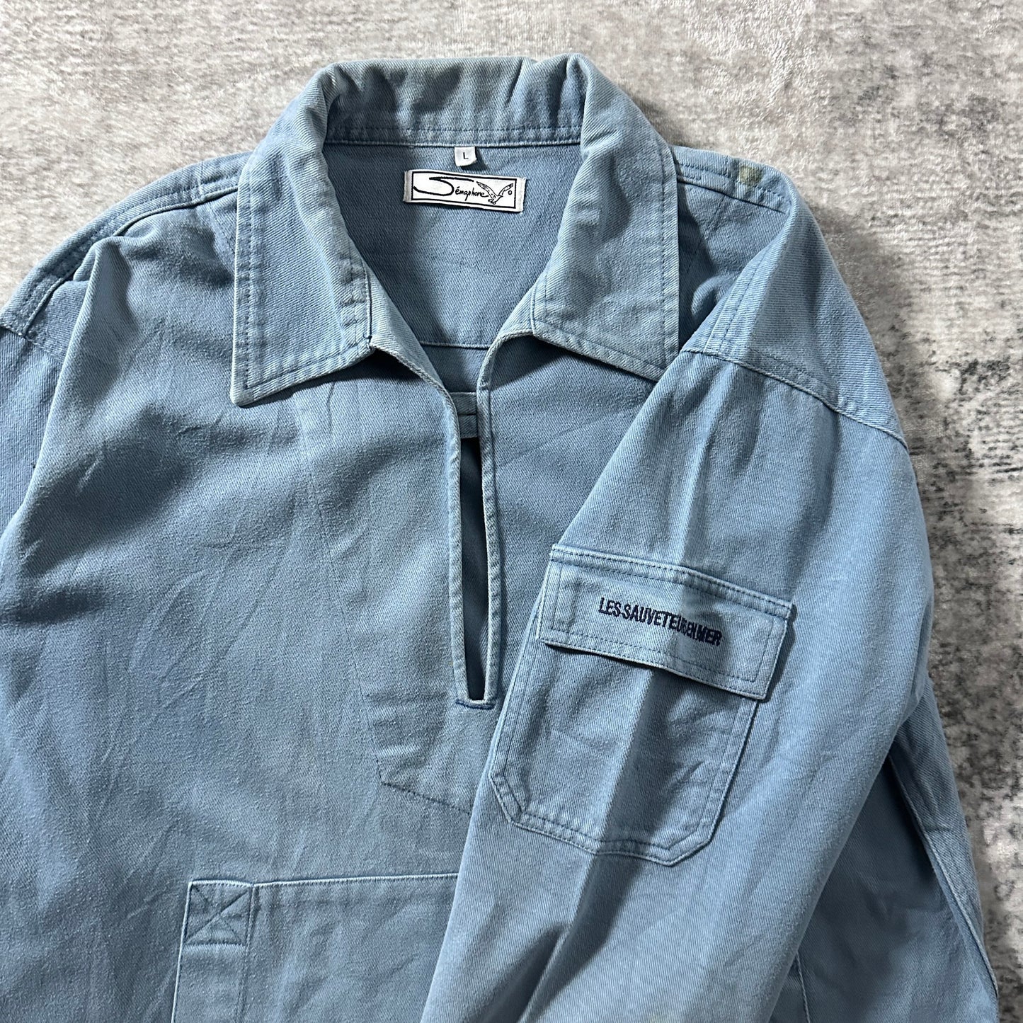 Fisherman　Smock　Cotton French　Pullover – L / Faded Blue