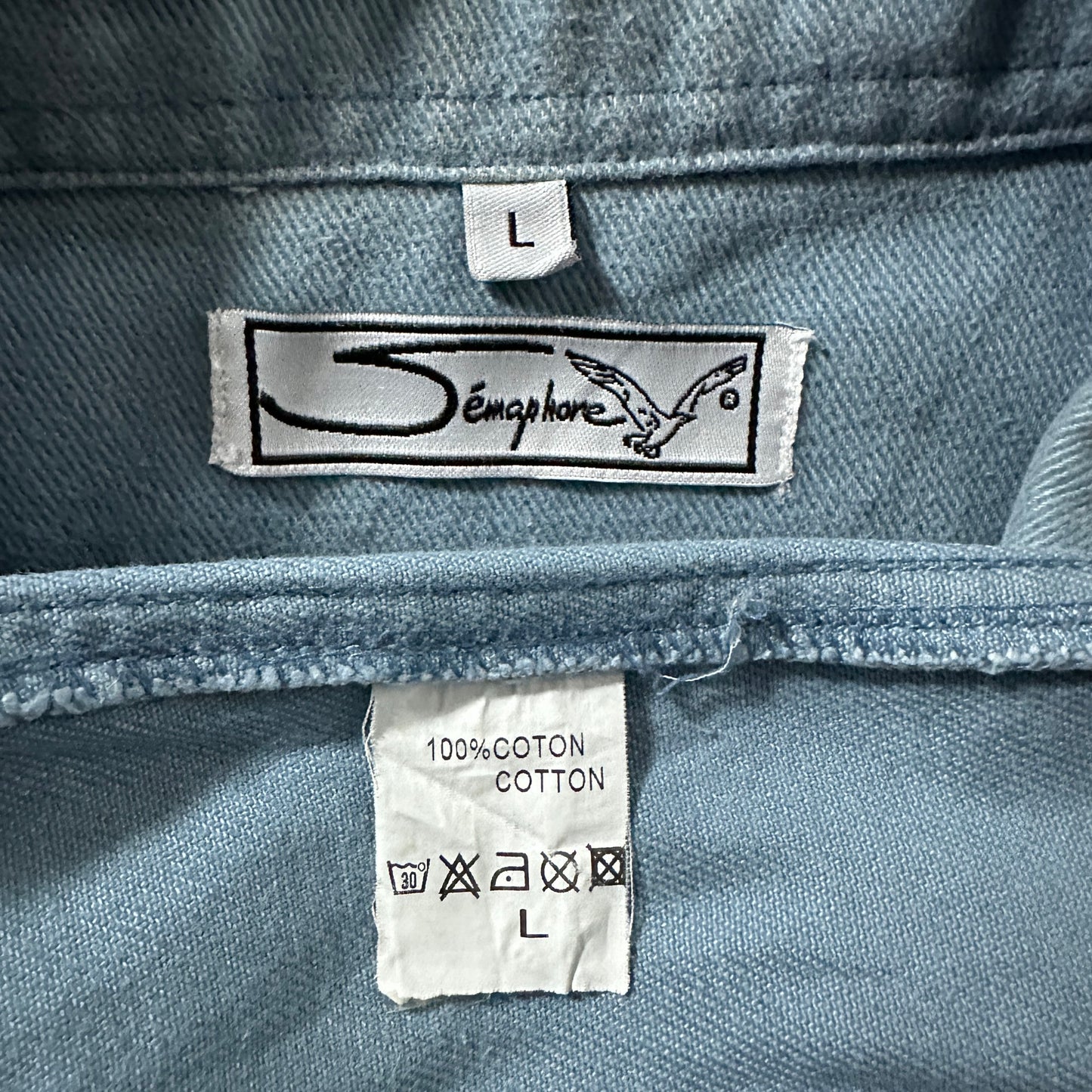 Fisherman　Smock　Cotton French　Pullover – L / Faded Blue