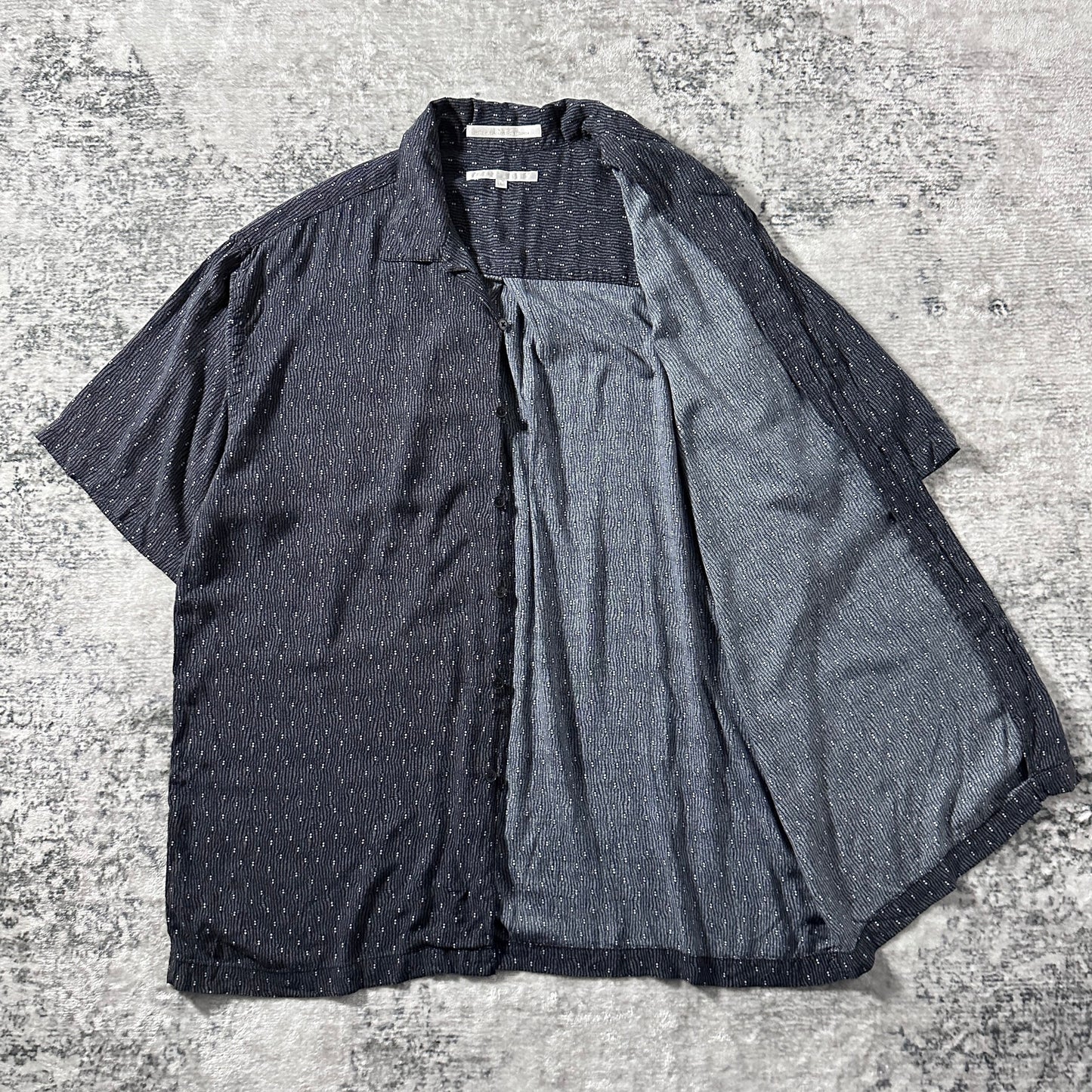 Perry Ellis Textured Dot Short Sleeve Shirt – L / Black