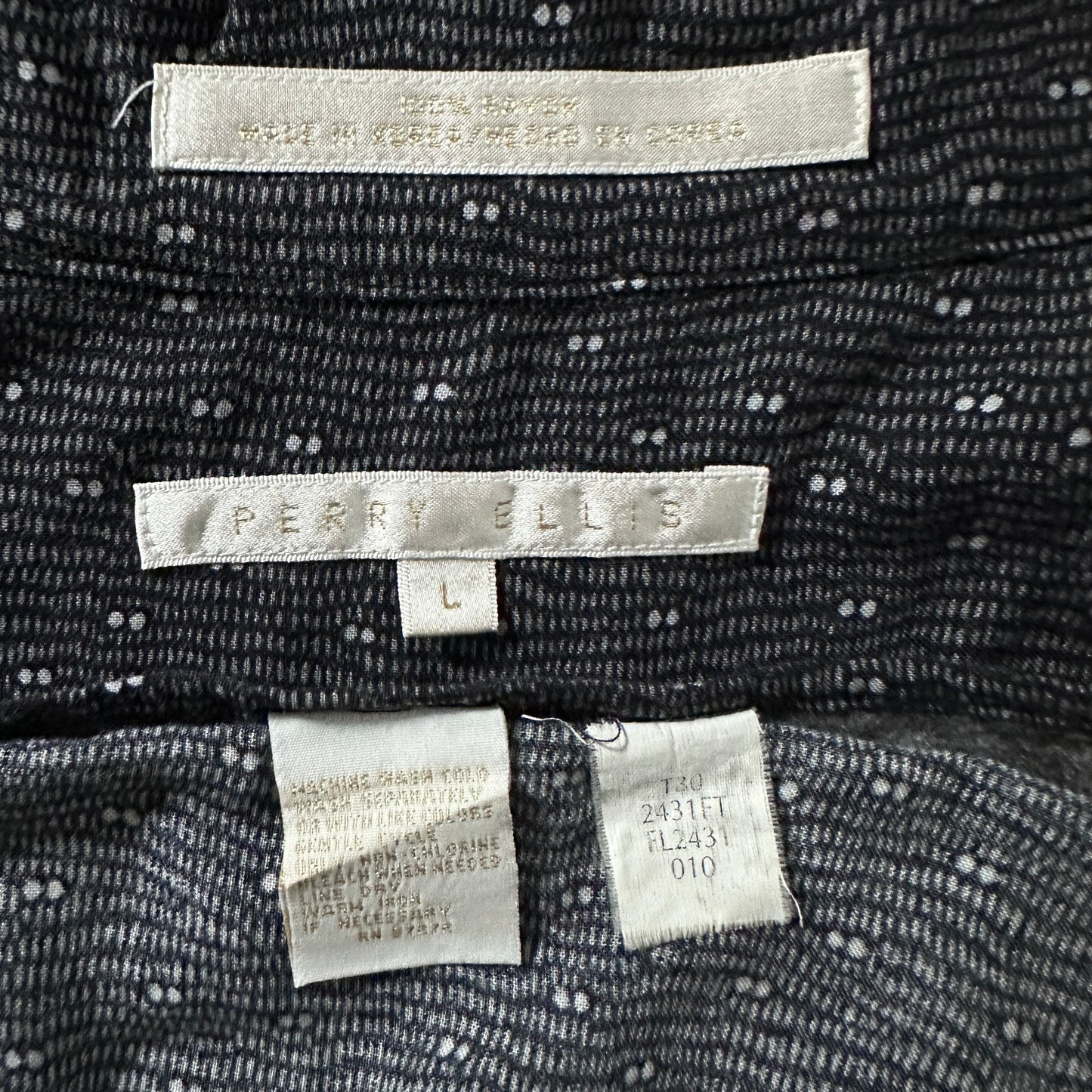Perry Ellis Textured Dot Short Sleeve Shirt – L / Black