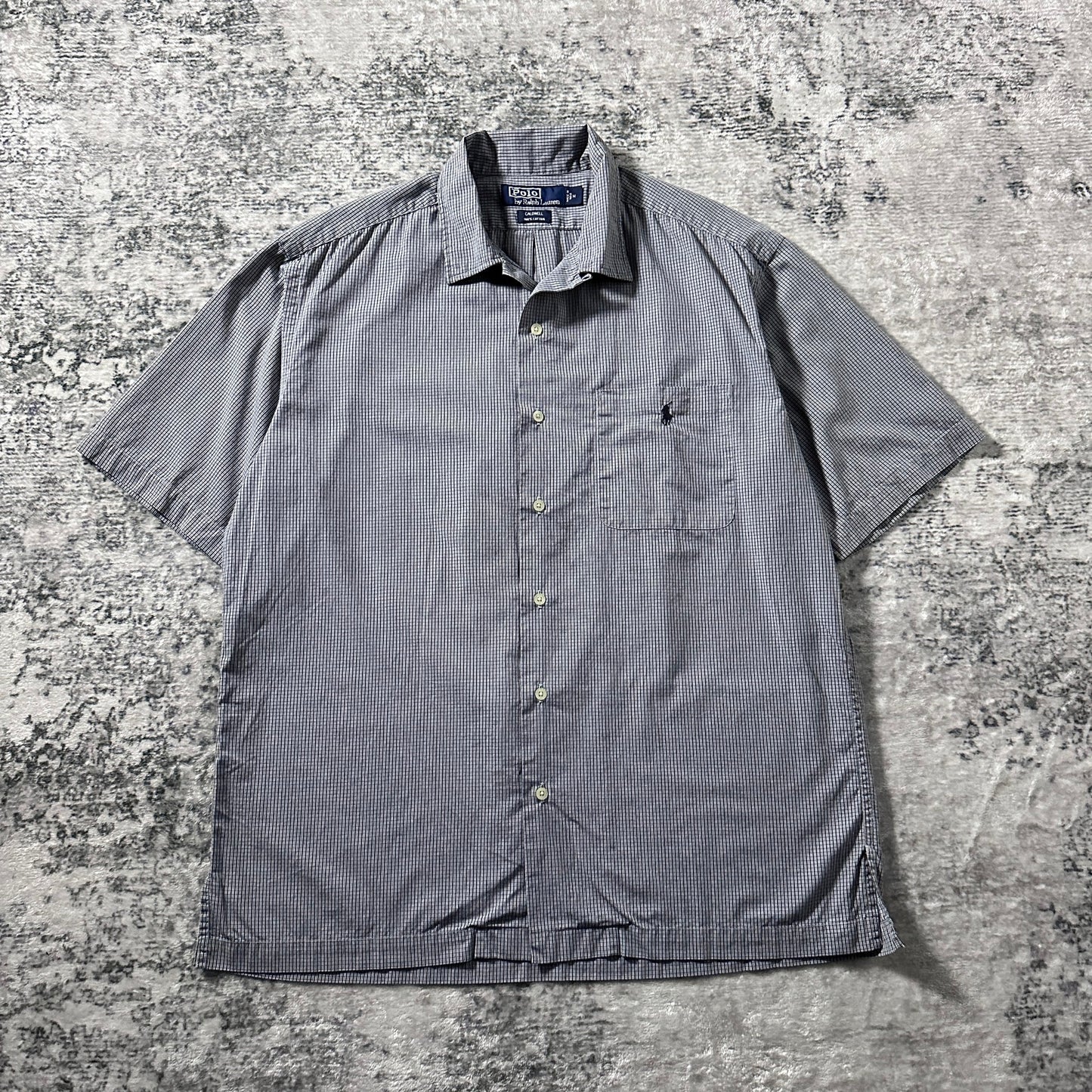 Polo Ralph Lauren Caldwell Cotton Micro Check Short Sleeve Shirt – M / Black White
