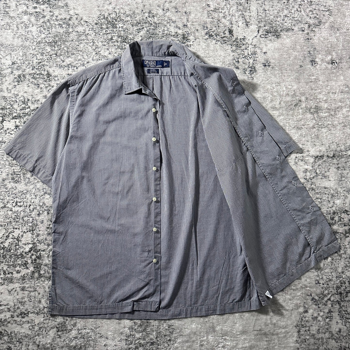 Polo Ralph Lauren Caldwell Cotton Micro Check Short Sleeve Shirt – M / Black White