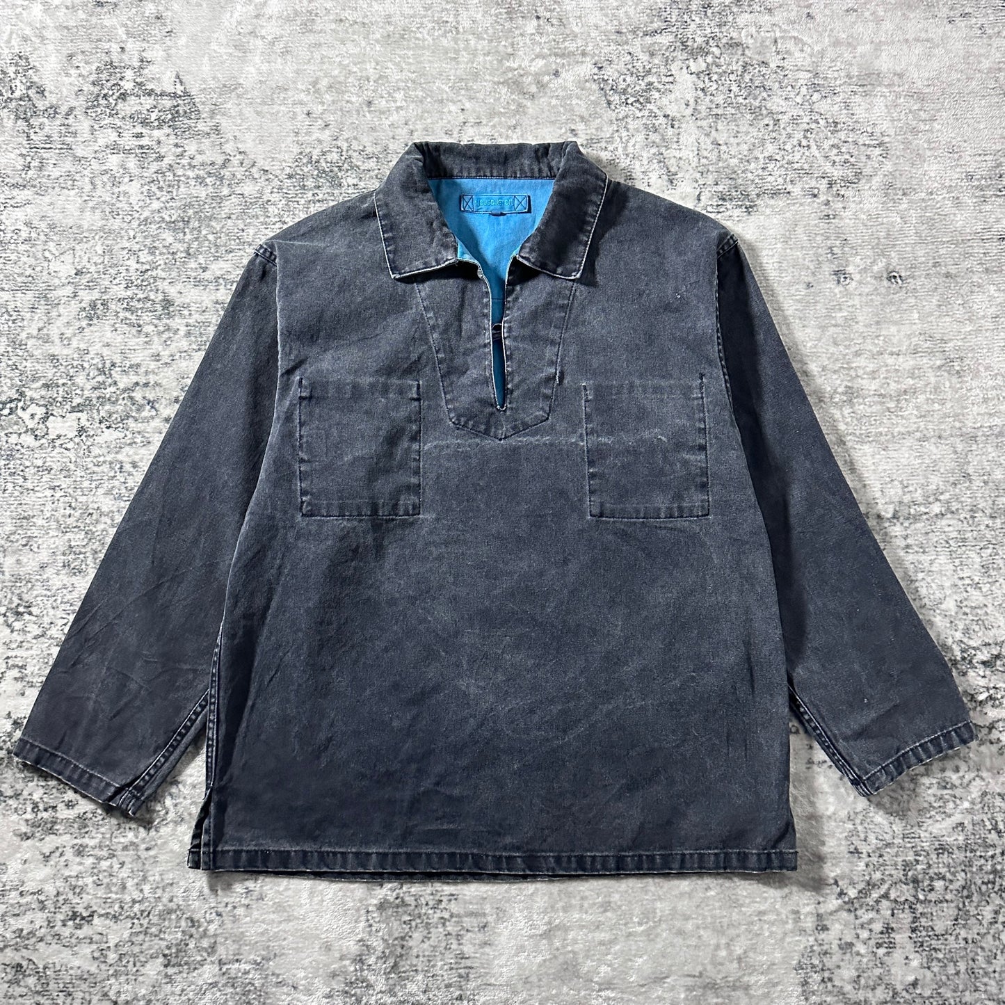 Smock Canvas Pullover– M / Faded Black × Blue