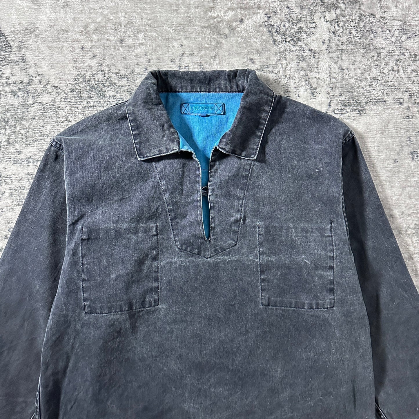 Smock Canvas Pullover– M / Faded Black × Blue