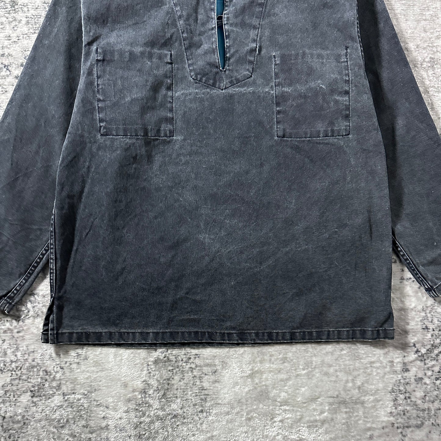 Smock Canvas Pullover– M / Faded Black × Blue