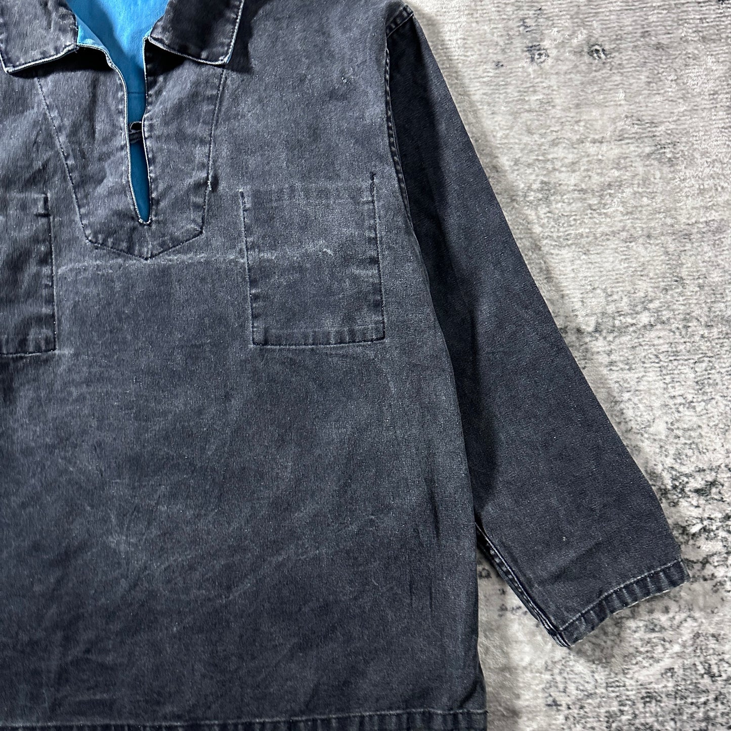 Smock Canvas Pullover– M / Faded Black × Blue