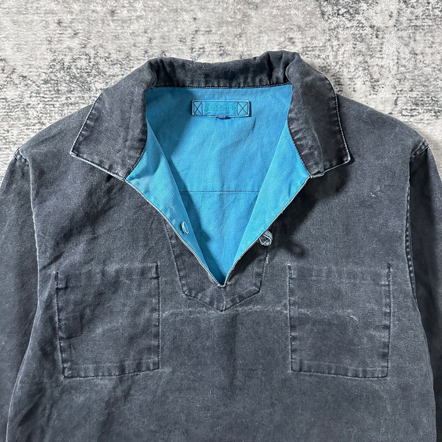 Smock Canvas Pullover– M / Faded Black × Blue