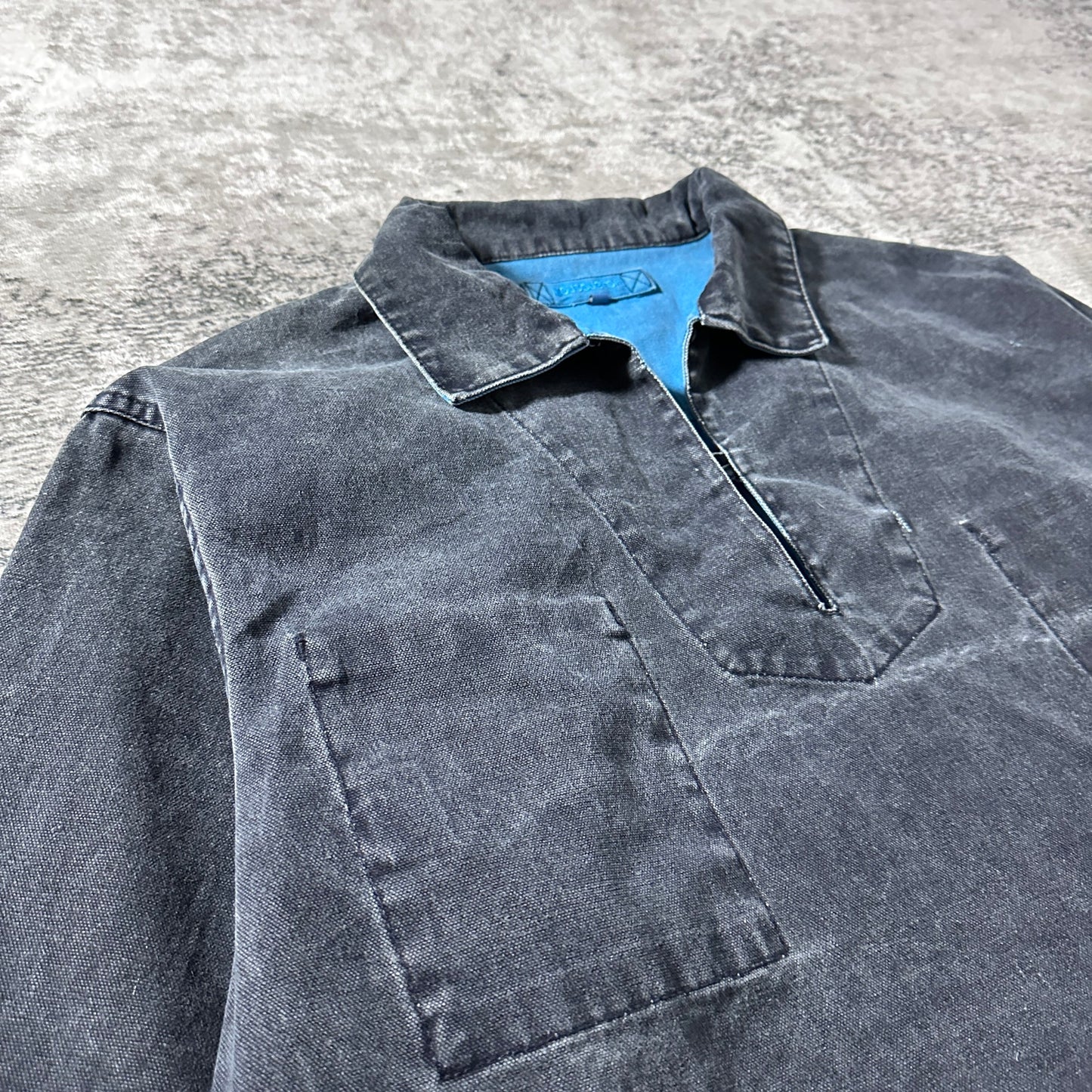 Smock Canvas Pullover– M / Faded Black × Blue