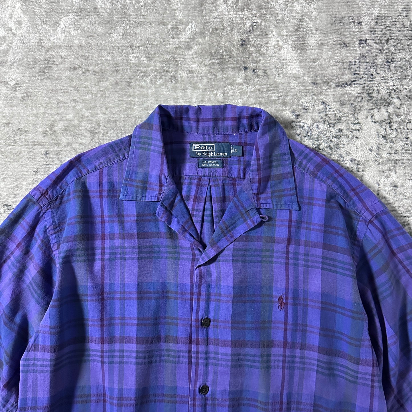 Polo by Ralph Lauren Cotton Caldwell Short Sleeve Shirt – M / Purple Plaid
