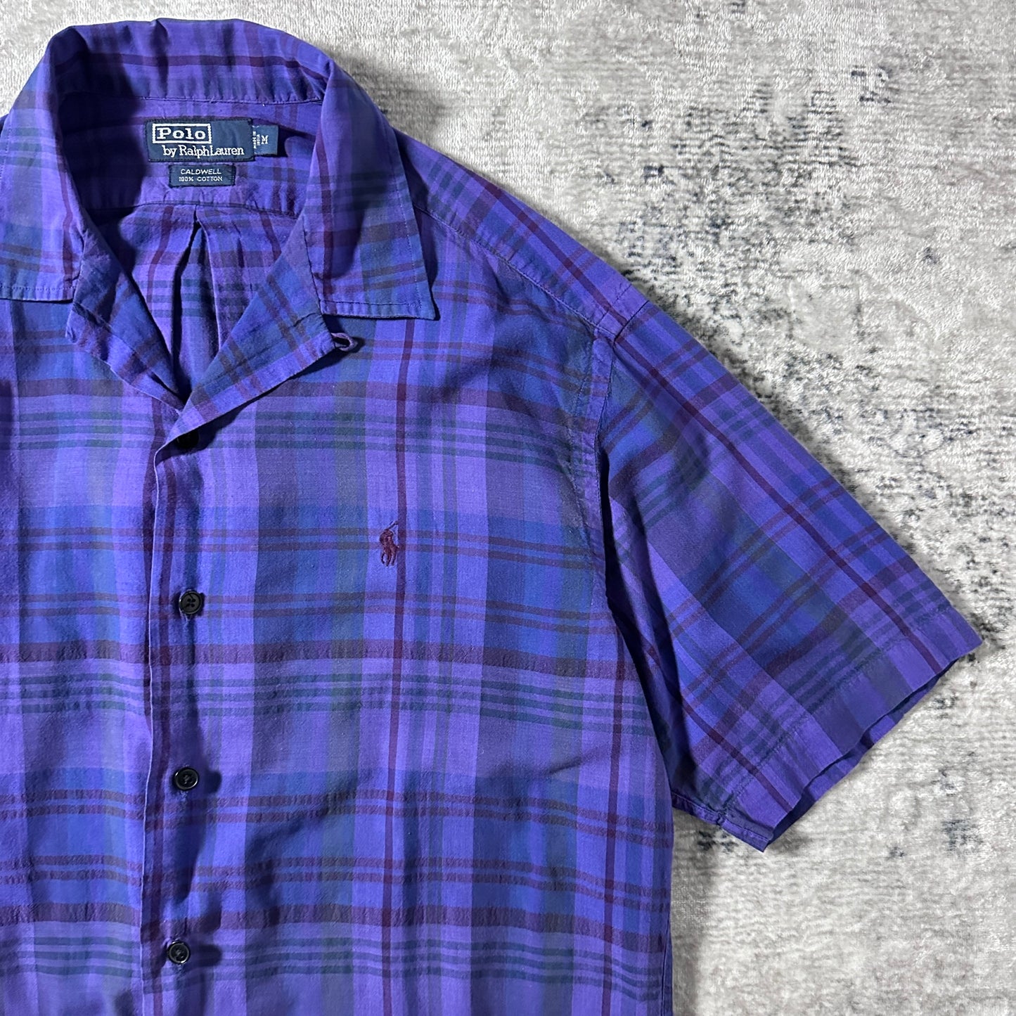 Polo by Ralph Lauren Cotton Caldwell Short Sleeve Shirt – M / Purple Plaid