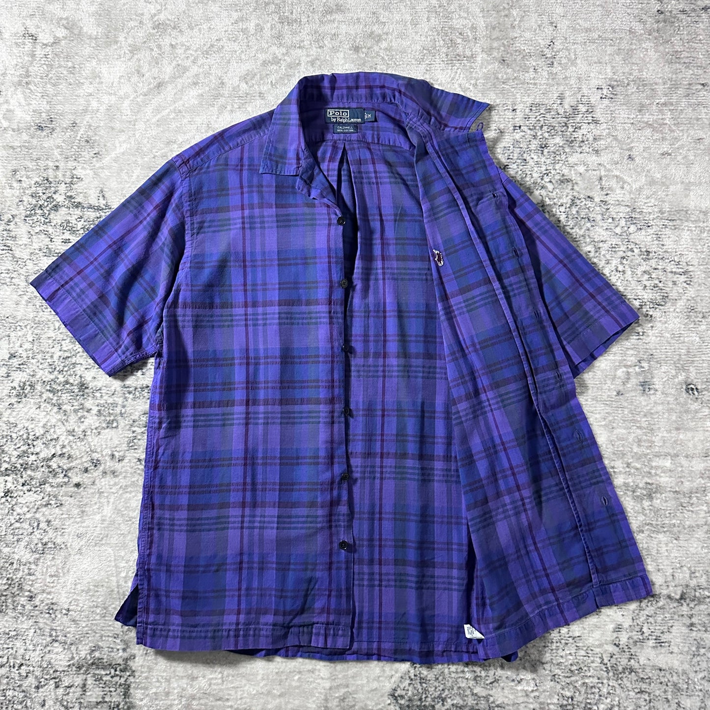 Polo by Ralph Lauren Cotton Caldwell Short Sleeve Shirt – M / Purple Plaid