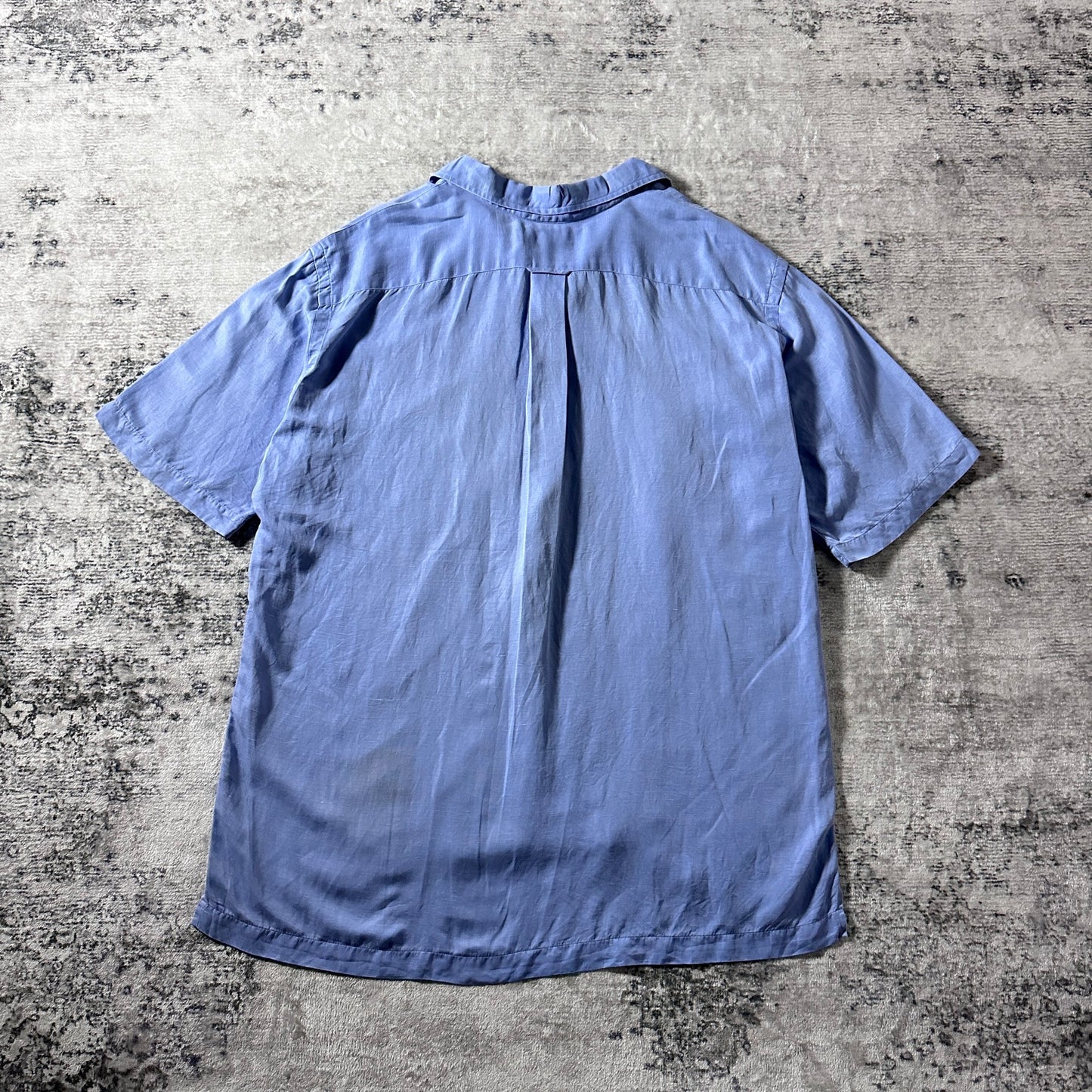 Polo by Ralph Lauren CALDWELL Silk Linen Open Collar Shirt / Light Blue / Size L