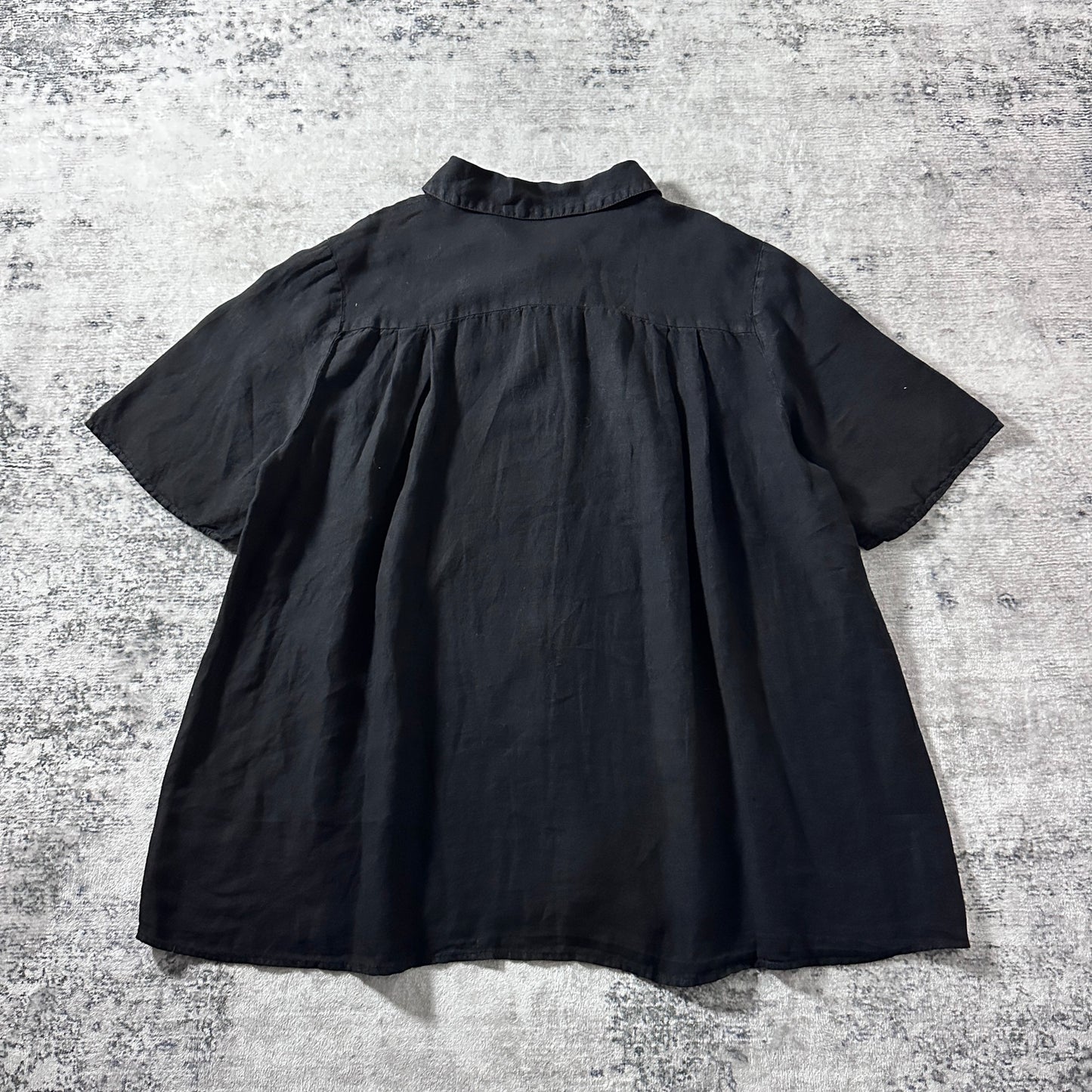 CP SHADES Pure Irish Linen Black Short Sleeve Shirt / Size M