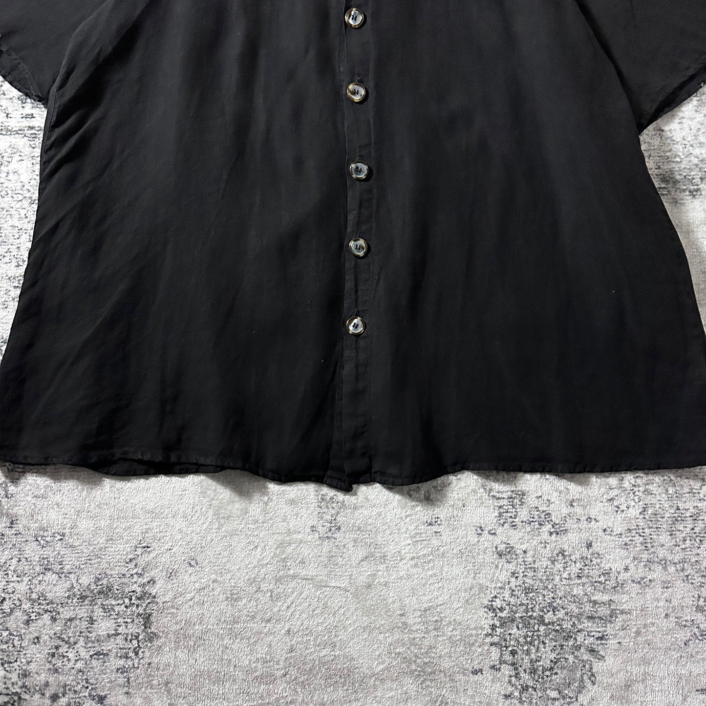 CP SHADES Pure Irish Linen Black Short Sleeve Shirt / Size M