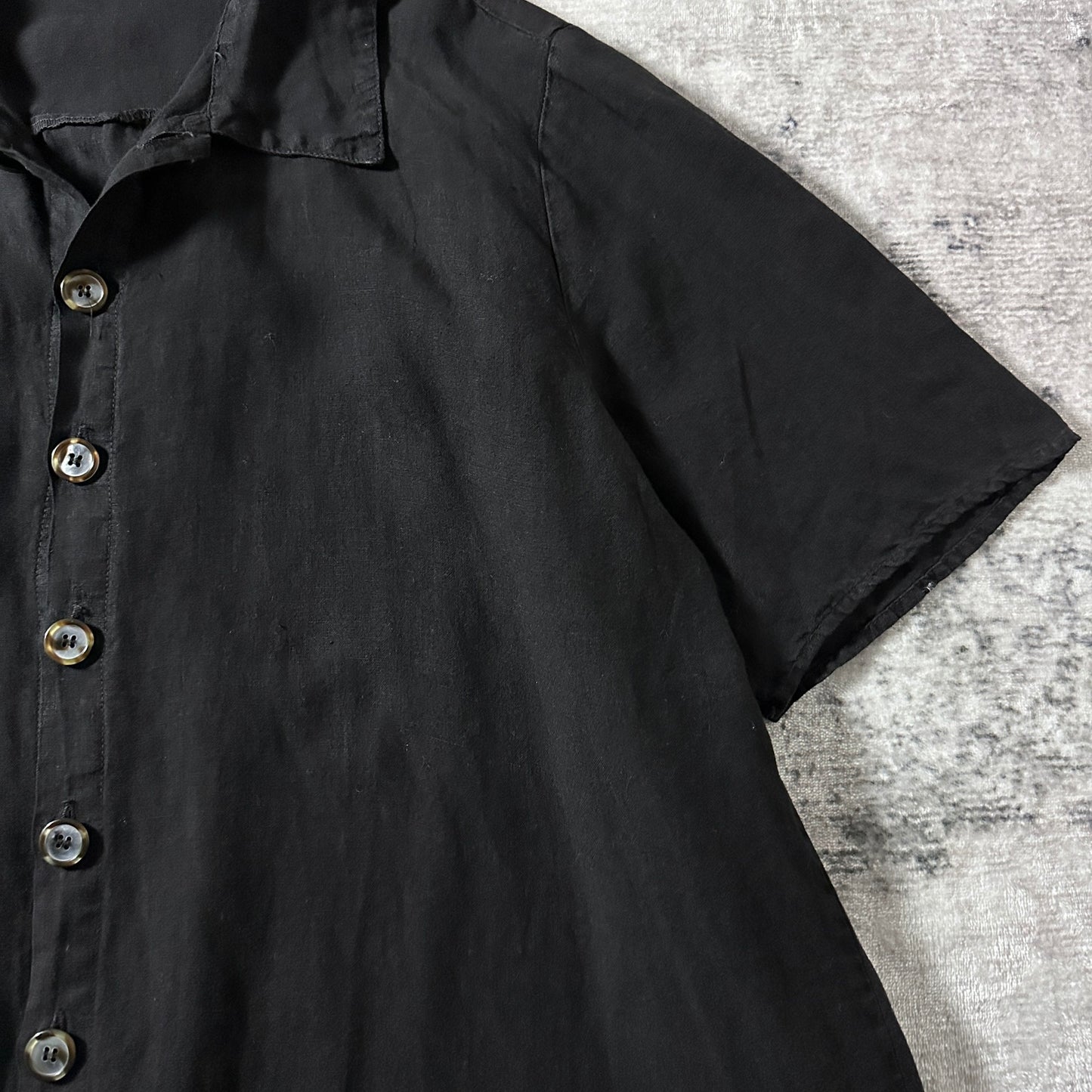 CP SHADES Pure Irish Linen Black Short Sleeve Shirt / Size M