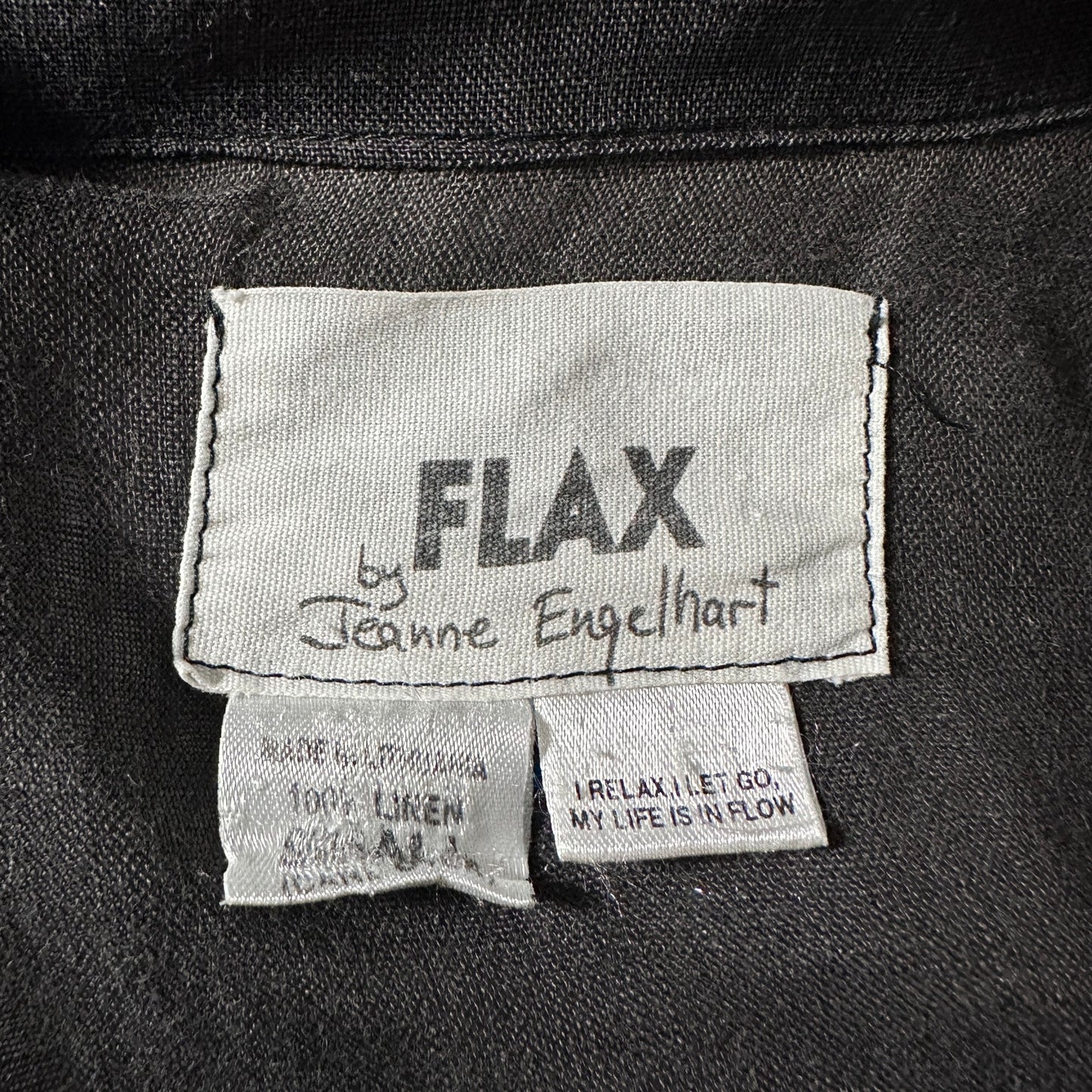 FLAX Linen Charcoal Shirt Jacket / Size S　-　Black