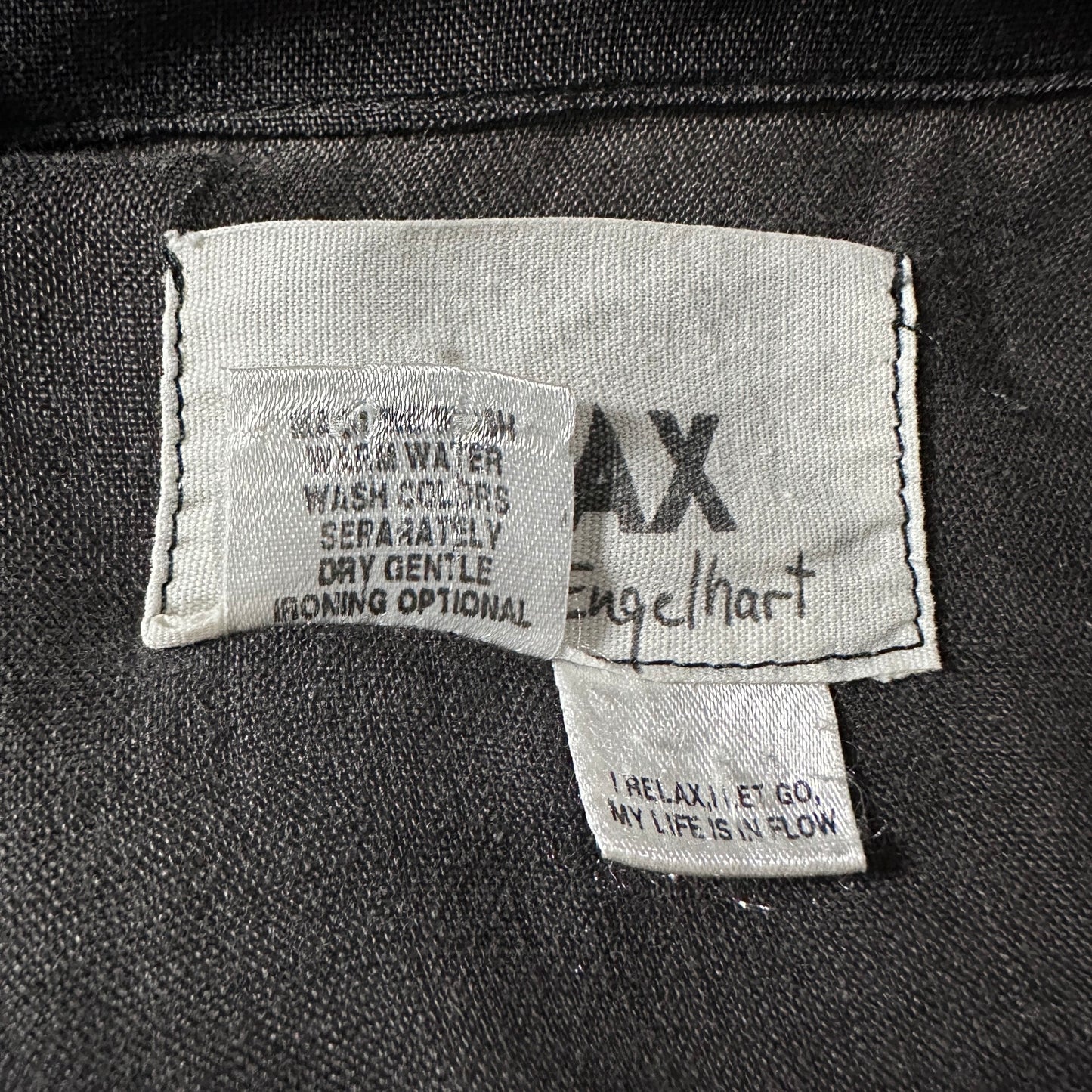 FLAX Linen Charcoal Shirt Jacket / Size S　-　Black