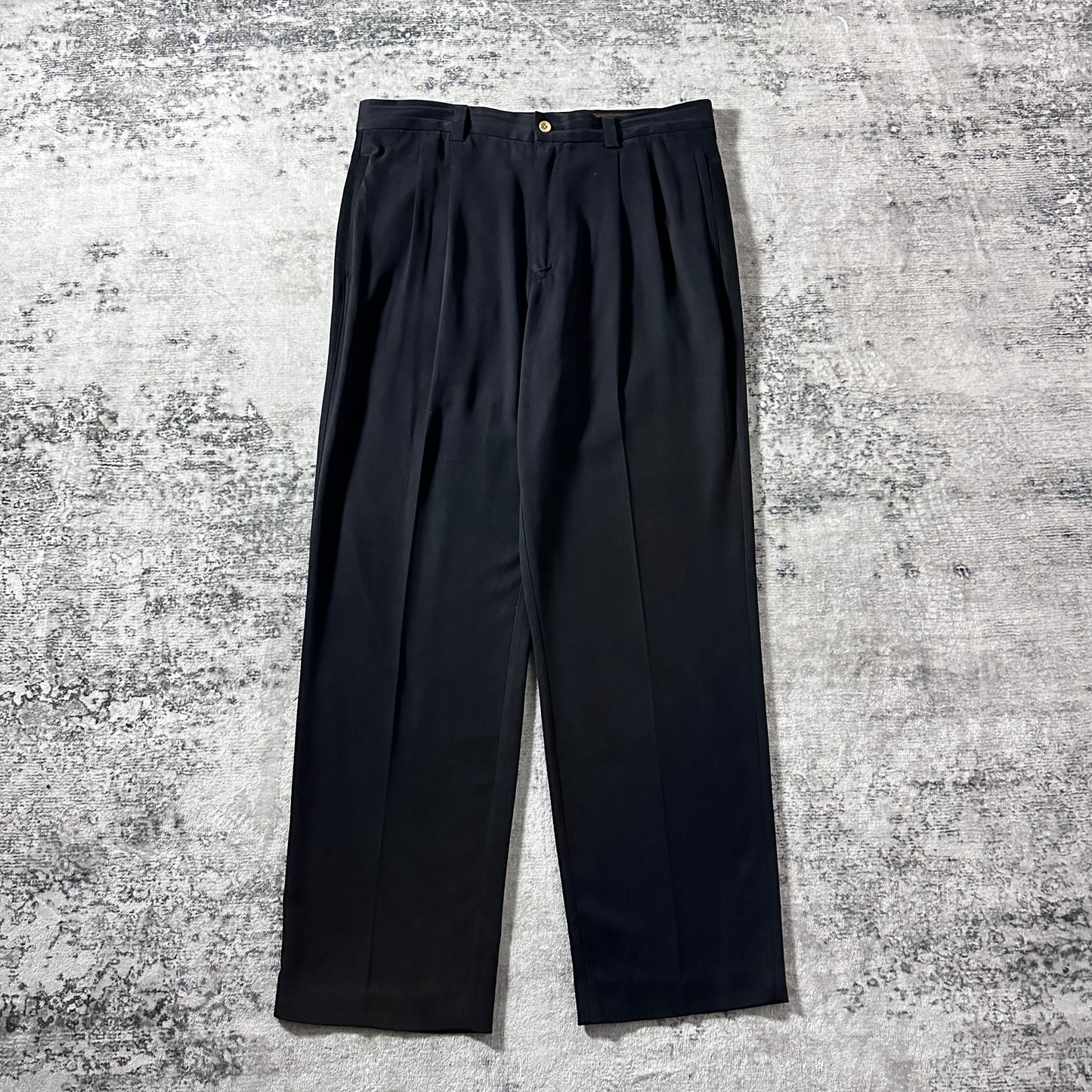 Silk Black Pleated Trousers
