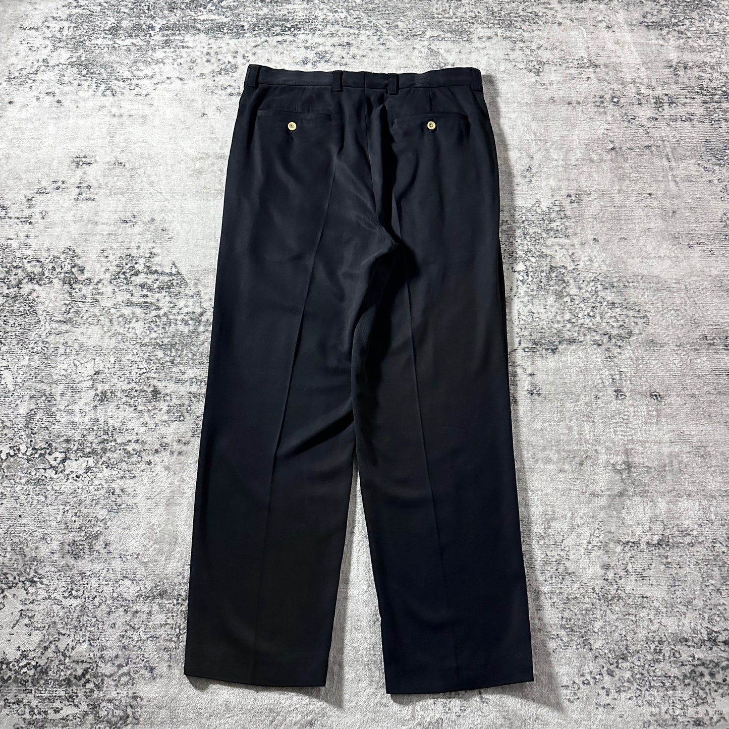 Silk Black Pleated Trousers