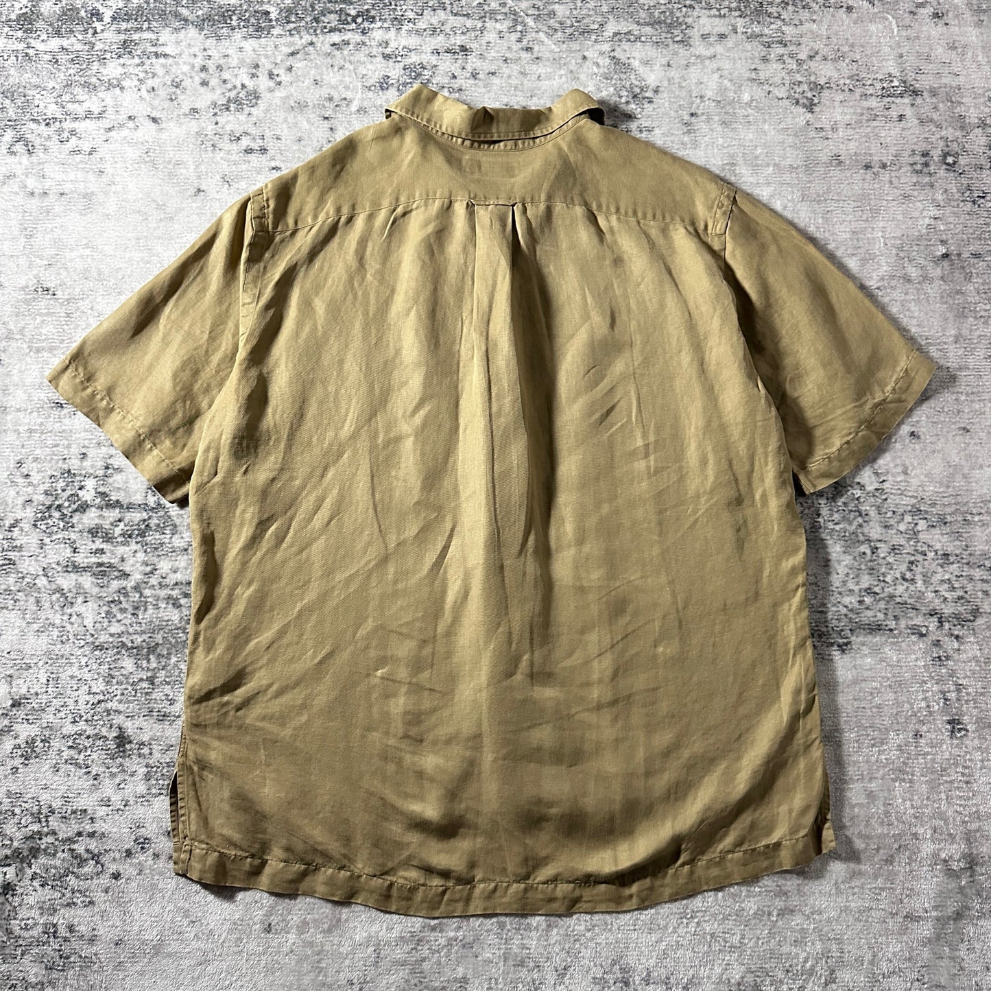 Polo by Ralph Lauren CALDWELL  Linen Silk Open Collar Shirt / Khaki Beige / Size L