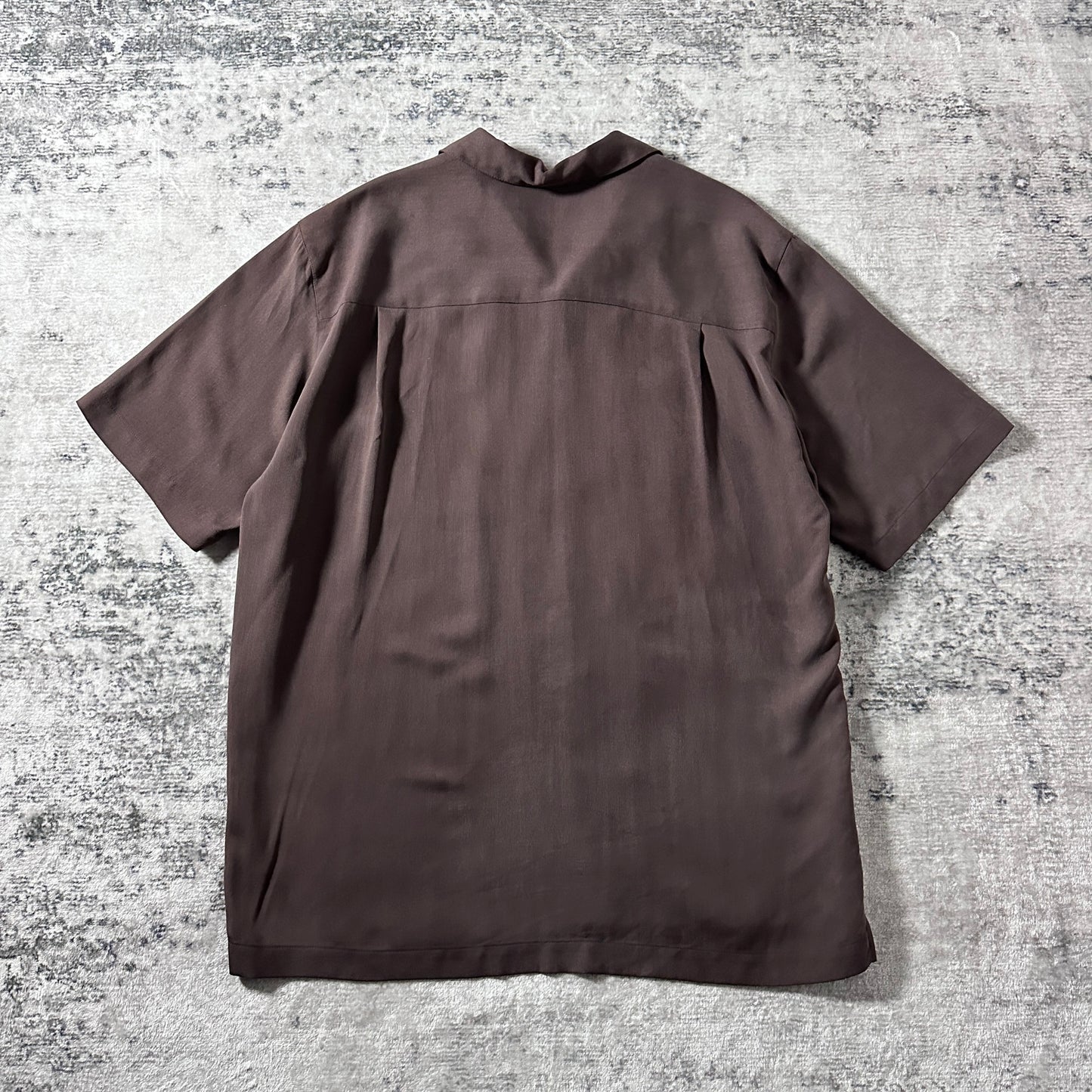 Pure Silk Brown Short Sleeve Shirt / Size M