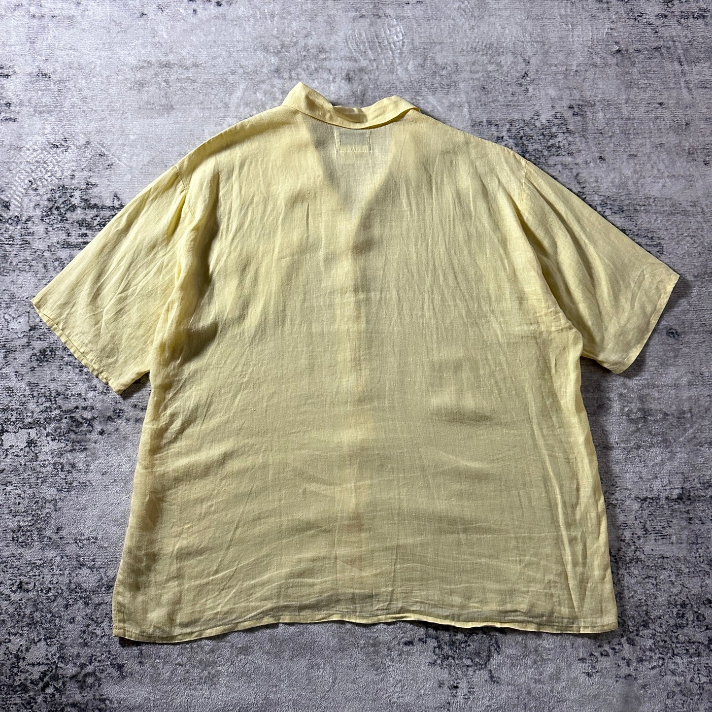 FLAX Linen Yellow Short Sleeve Shirt / Size S
