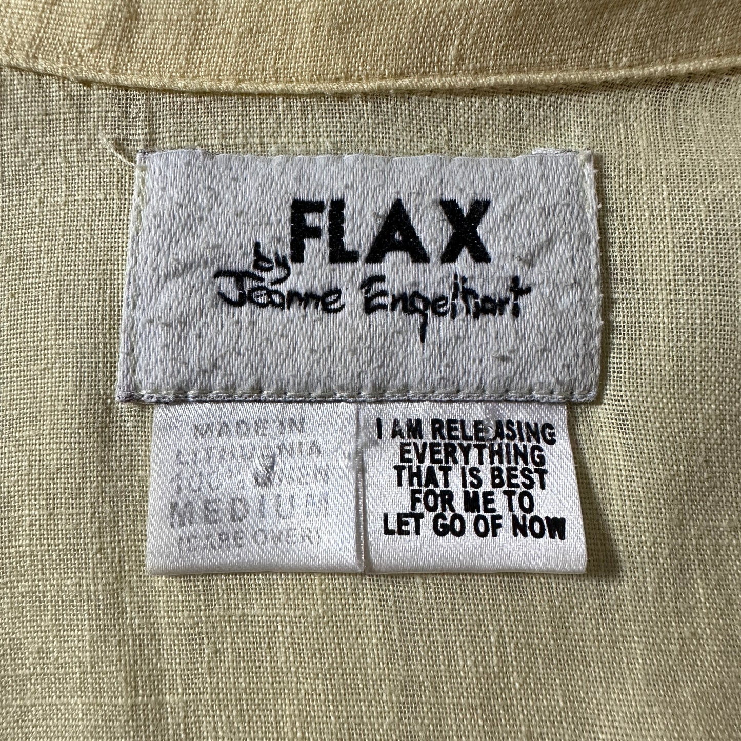 FLAX Linen Yellow Short Sleeve Shirt / Size S