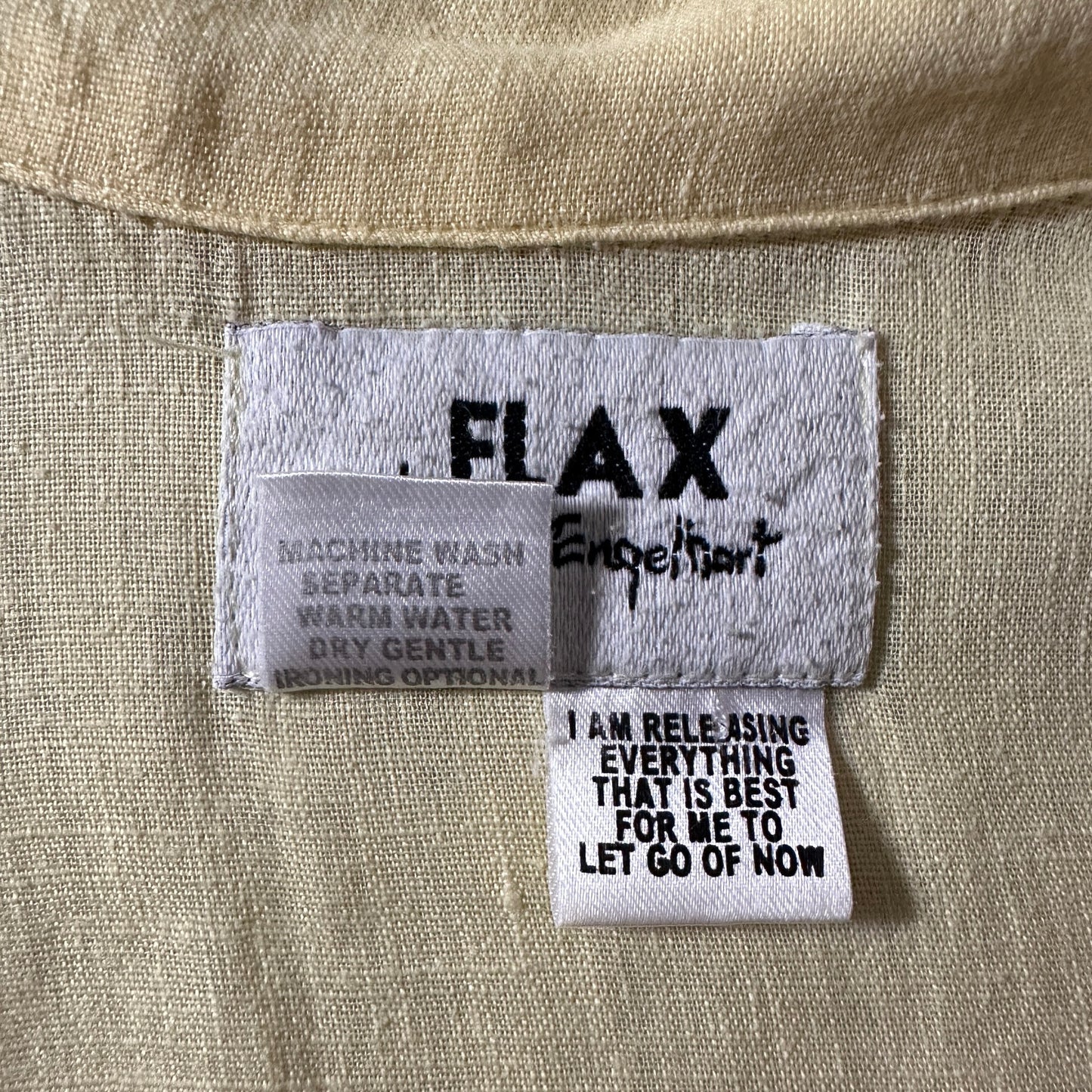 FLAX Linen Yellow Short Sleeve Shirt / Size S
