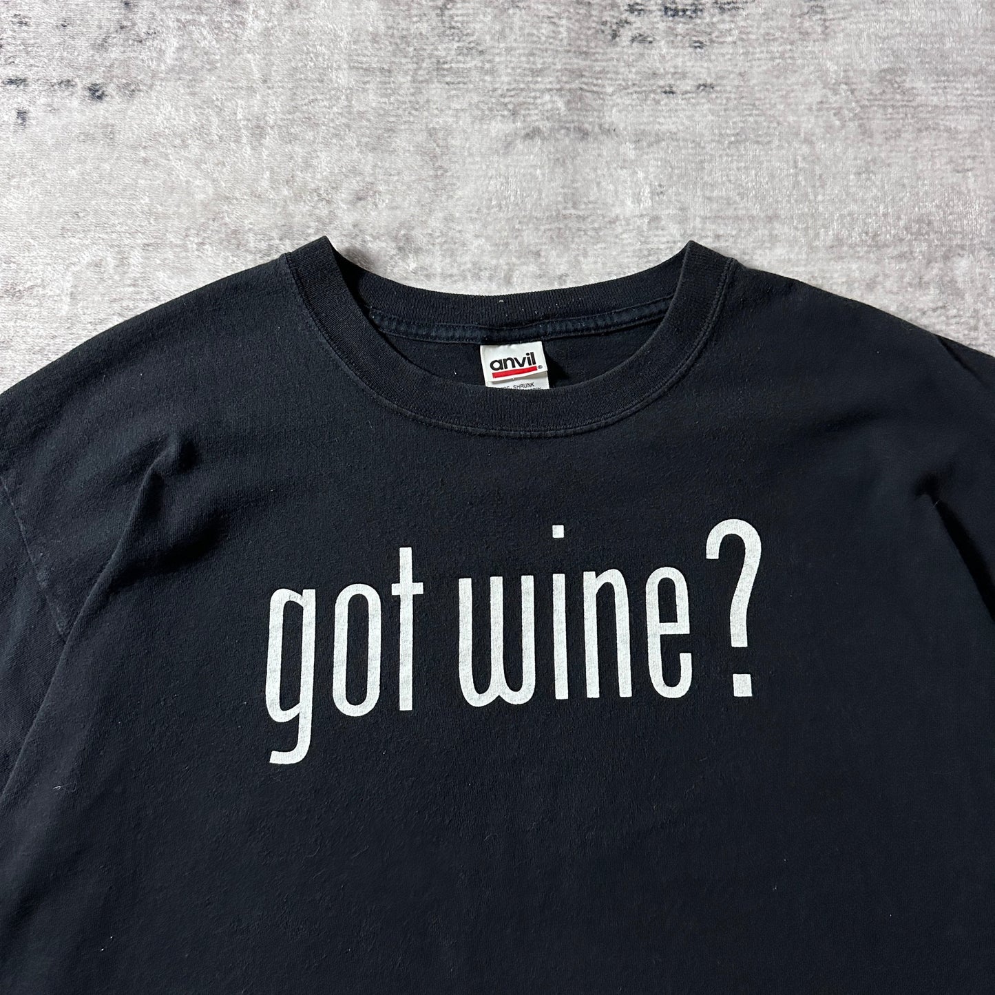 got wine?” Black Graphic T-Shirt / 100% Cotton / Size XL