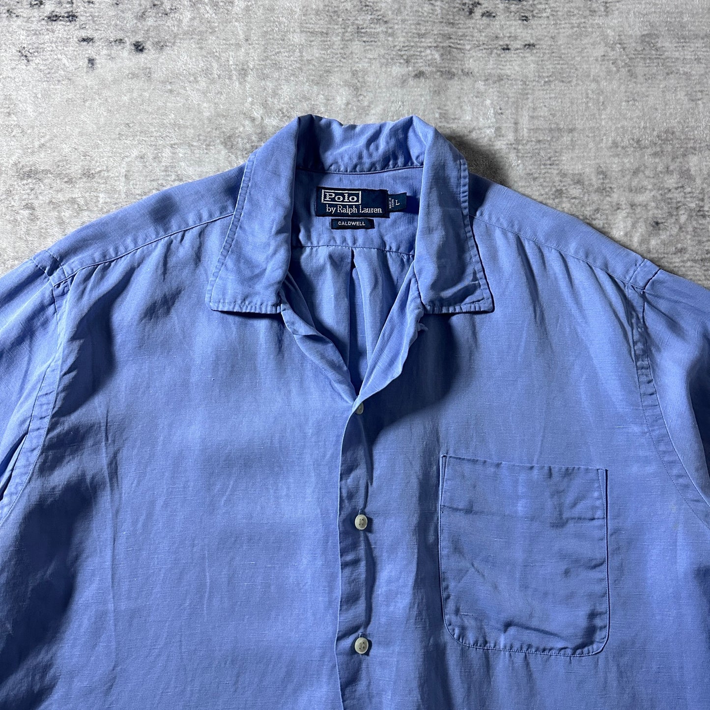 Polo by Ralph Lauren CALDWELL Blue Open Collar Shirt / Size L Silk Linen
