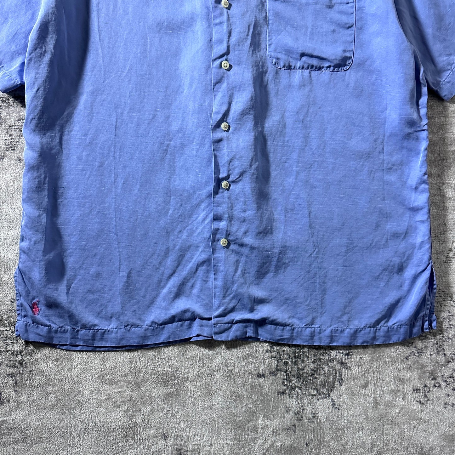 Polo by Ralph Lauren CALDWELL Blue Open Collar Shirt / Size L Silk Linen