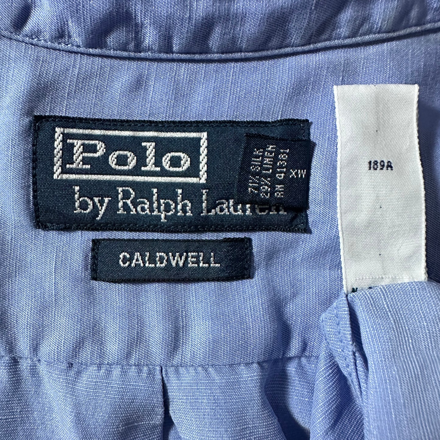 Polo by Ralph Lauren CALDWELL Blue Open Collar Shirt / Size L Silk Linen