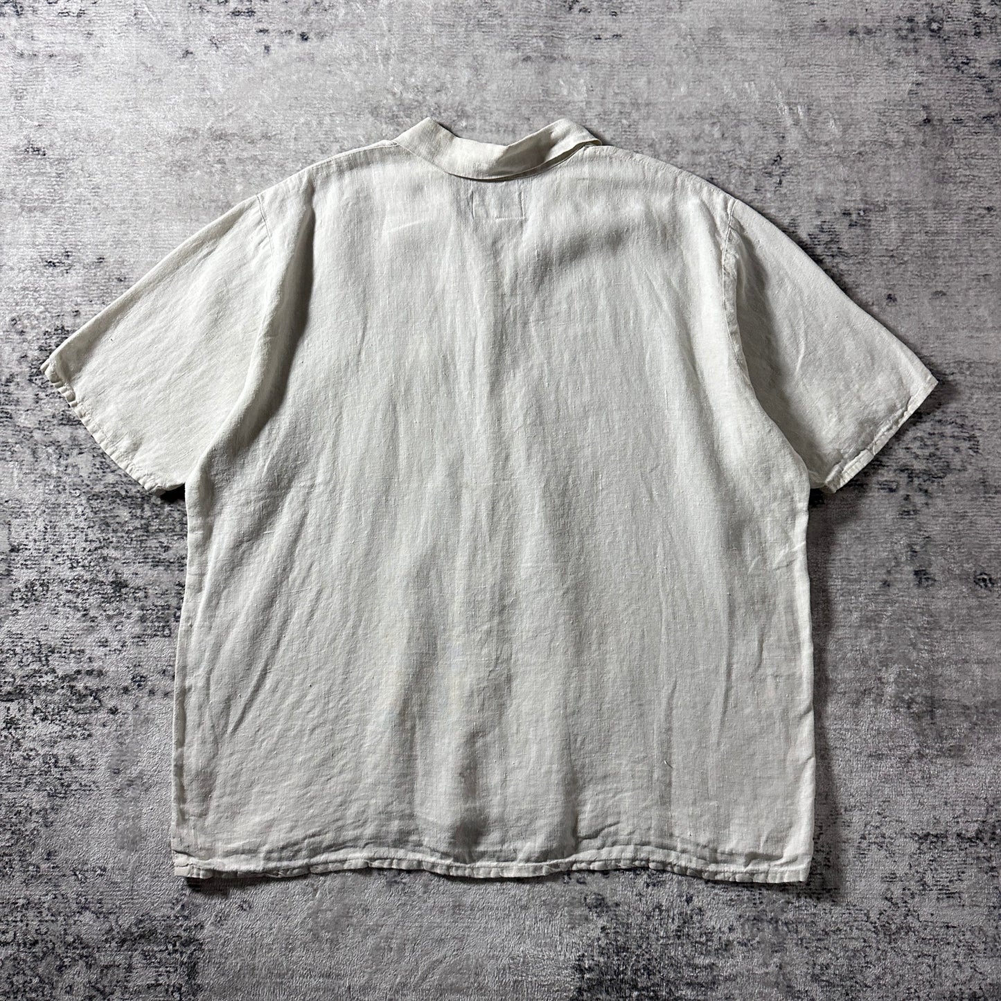 FLAX  Linen Open Collar Shirt / Natural / Size Small
