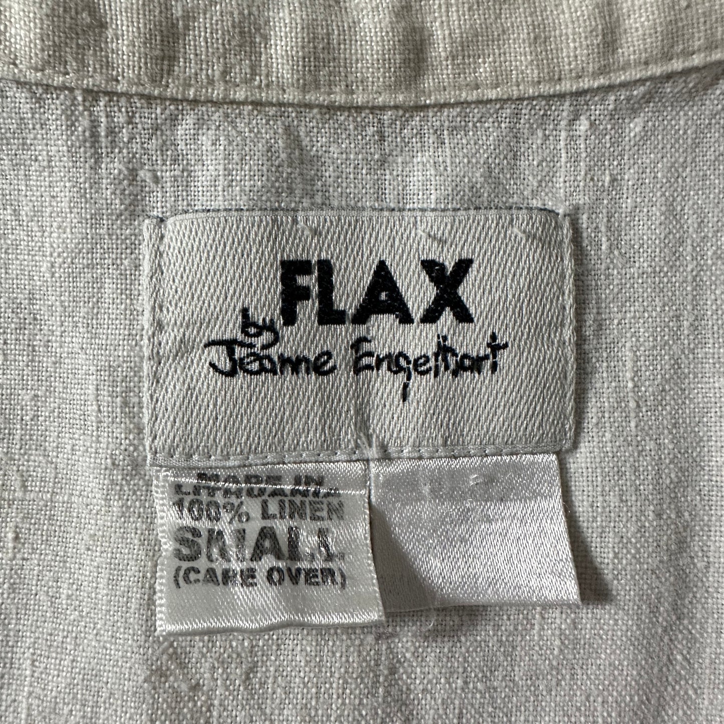 FLAX  Linen Open Collar Shirt / Natural / Size Small
