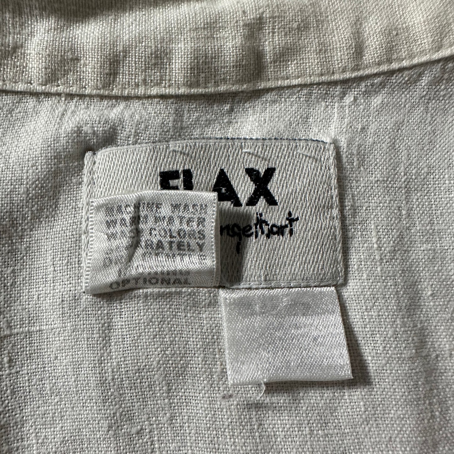 FLAX  Linen Open Collar Shirt / Natural / Size Small