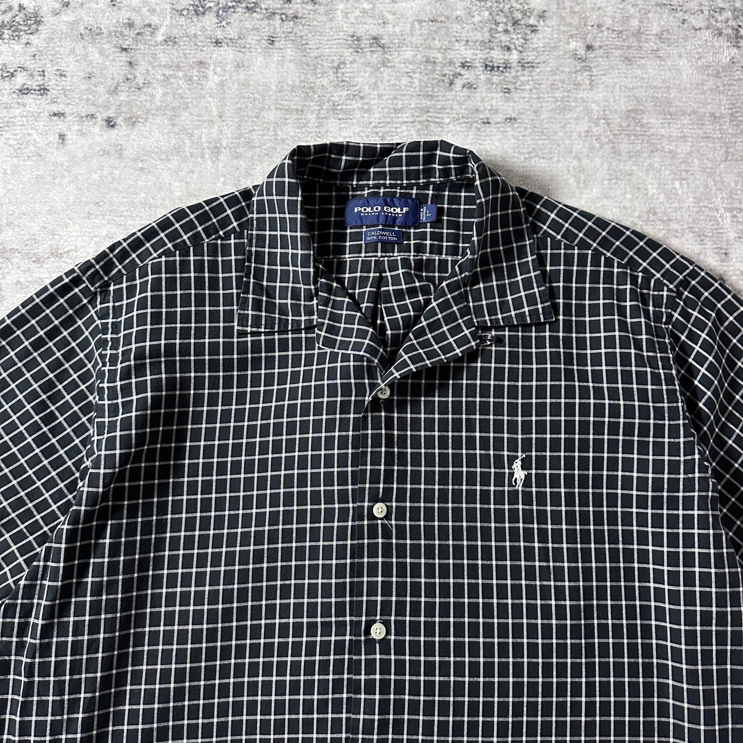 Ralph Lauren Caldwell 100% Cotton Check Shirt / Black White / Size L POLO GOLF