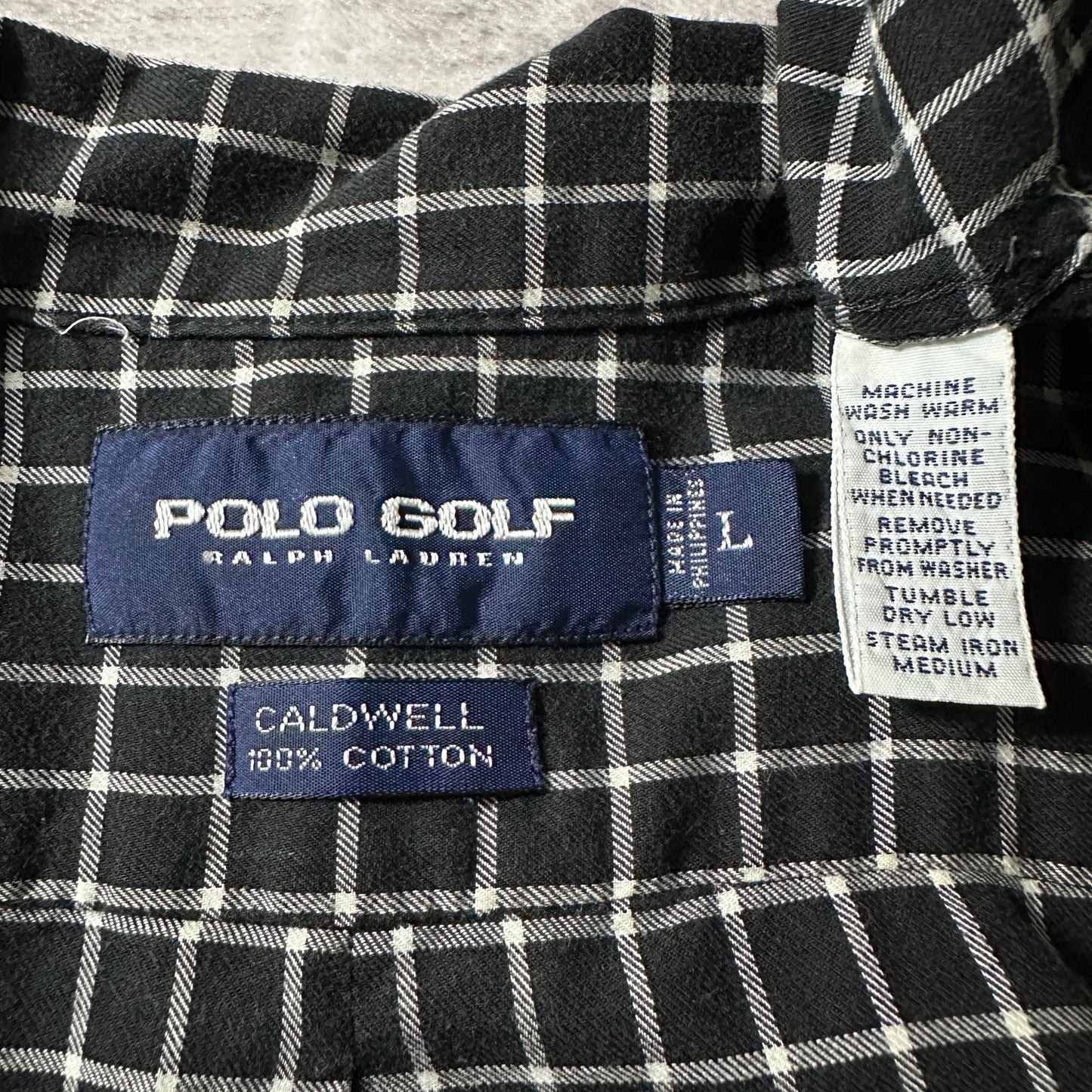 Ralph Lauren Caldwell 100% Cotton Check Shirt / Black White / Size L POLO GOLF