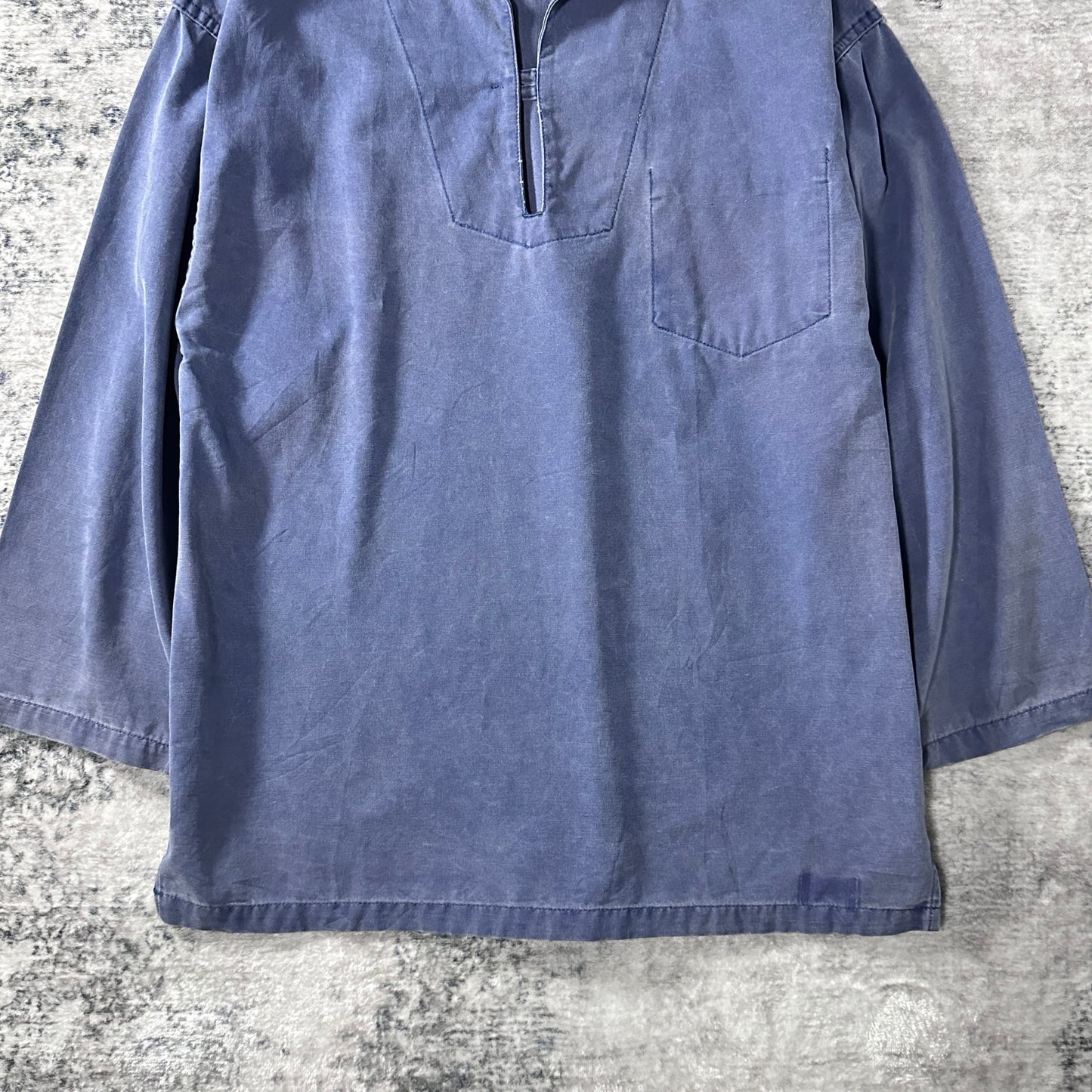 Fisherman's smock Pullover Skipper Smock Shirt / Faded Blue / 100% Cotton