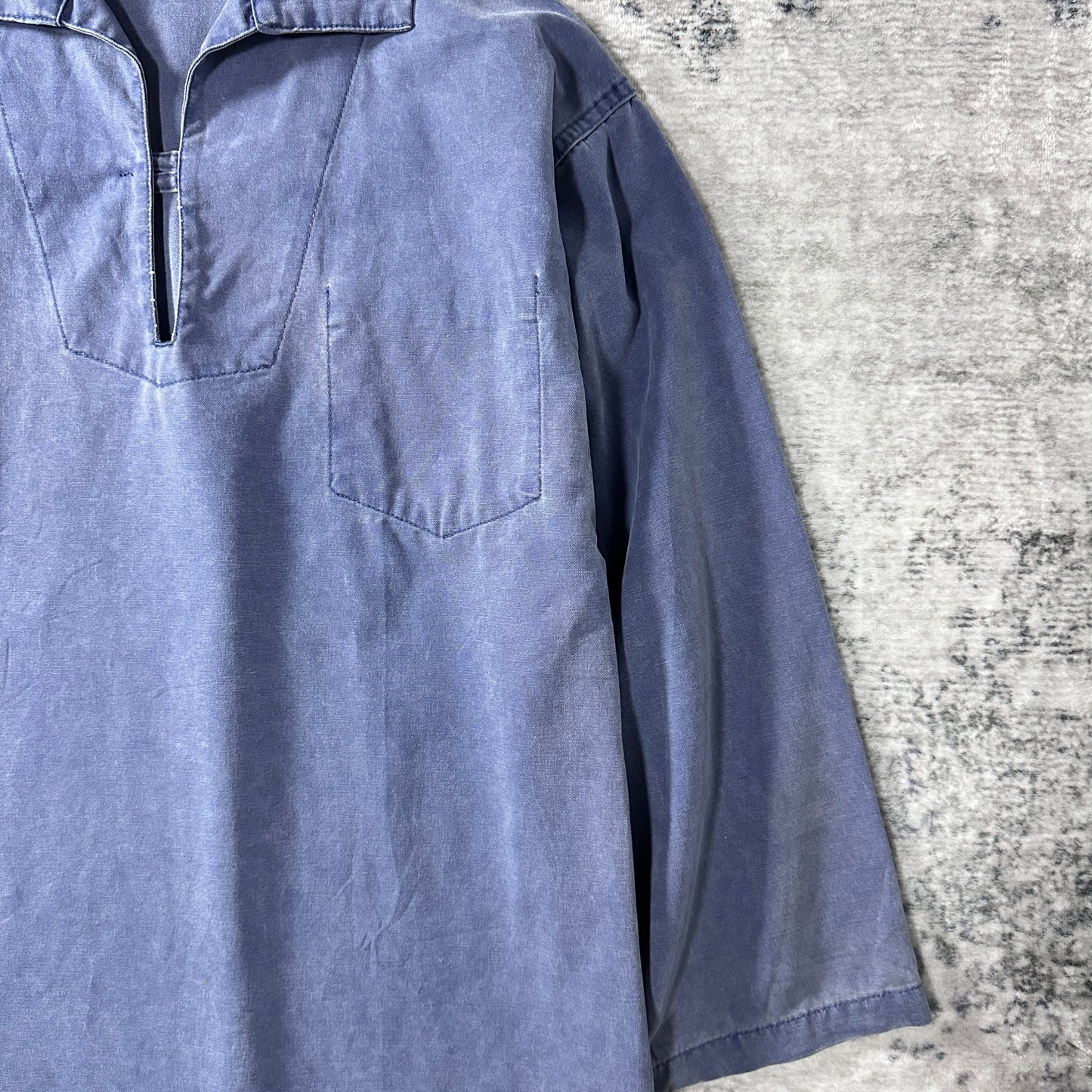 Fisherman's smock Pullover Skipper Smock Shirt / Faded Blue / 100% Cotton