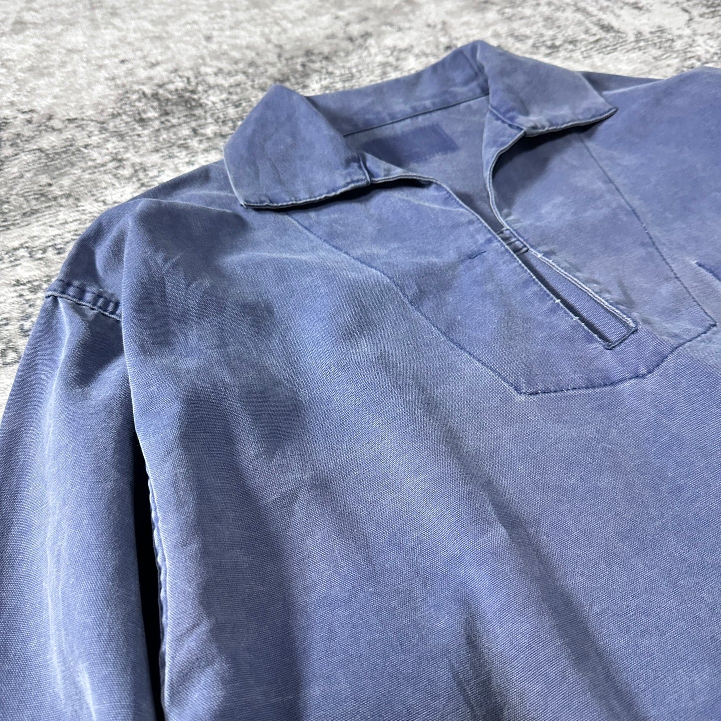 Fisherman's smock Pullover Skipper Smock Shirt / Faded Blue / 100% Cotton