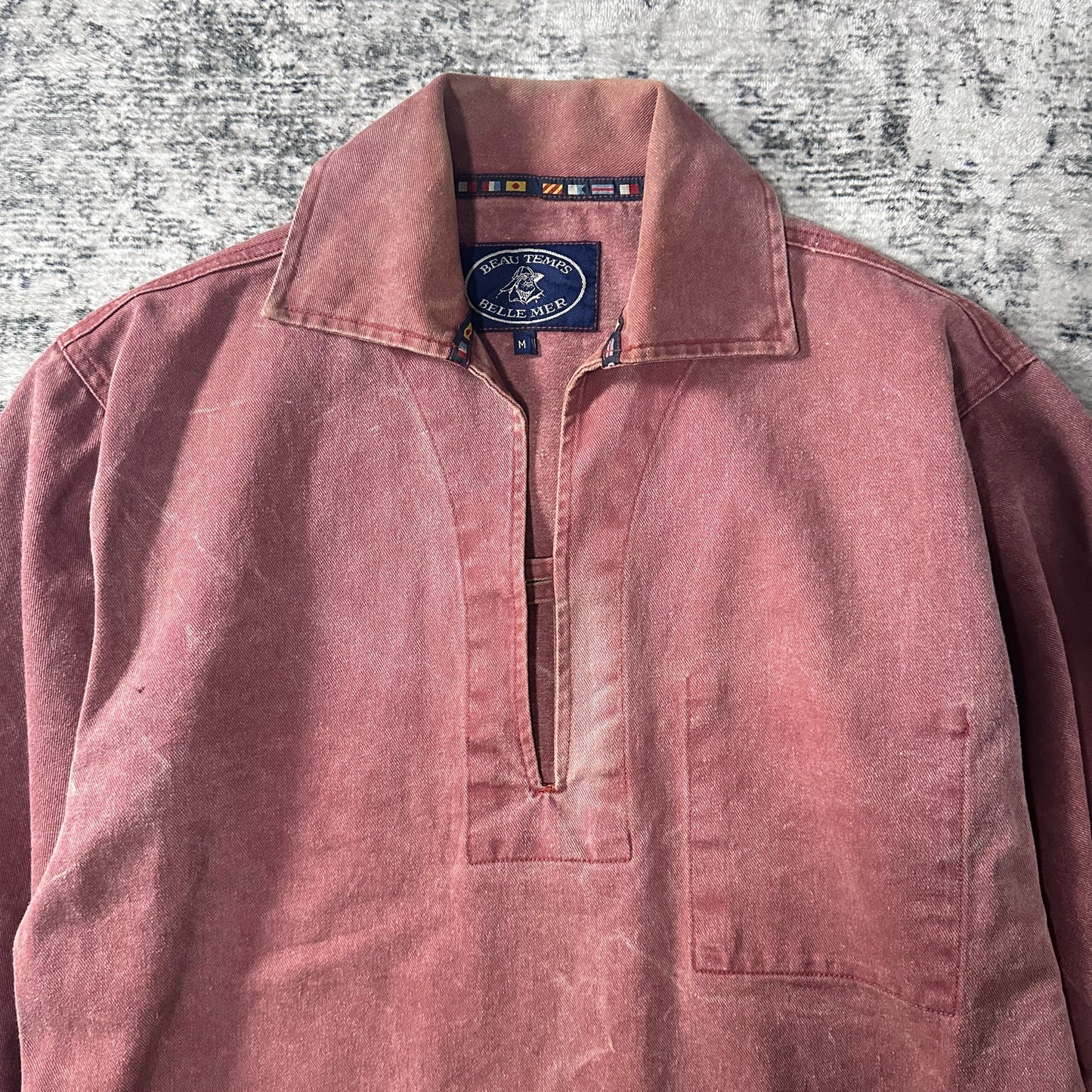 Fisherman's smock Pullover Shirt / Size M / Faded Dusty Rose