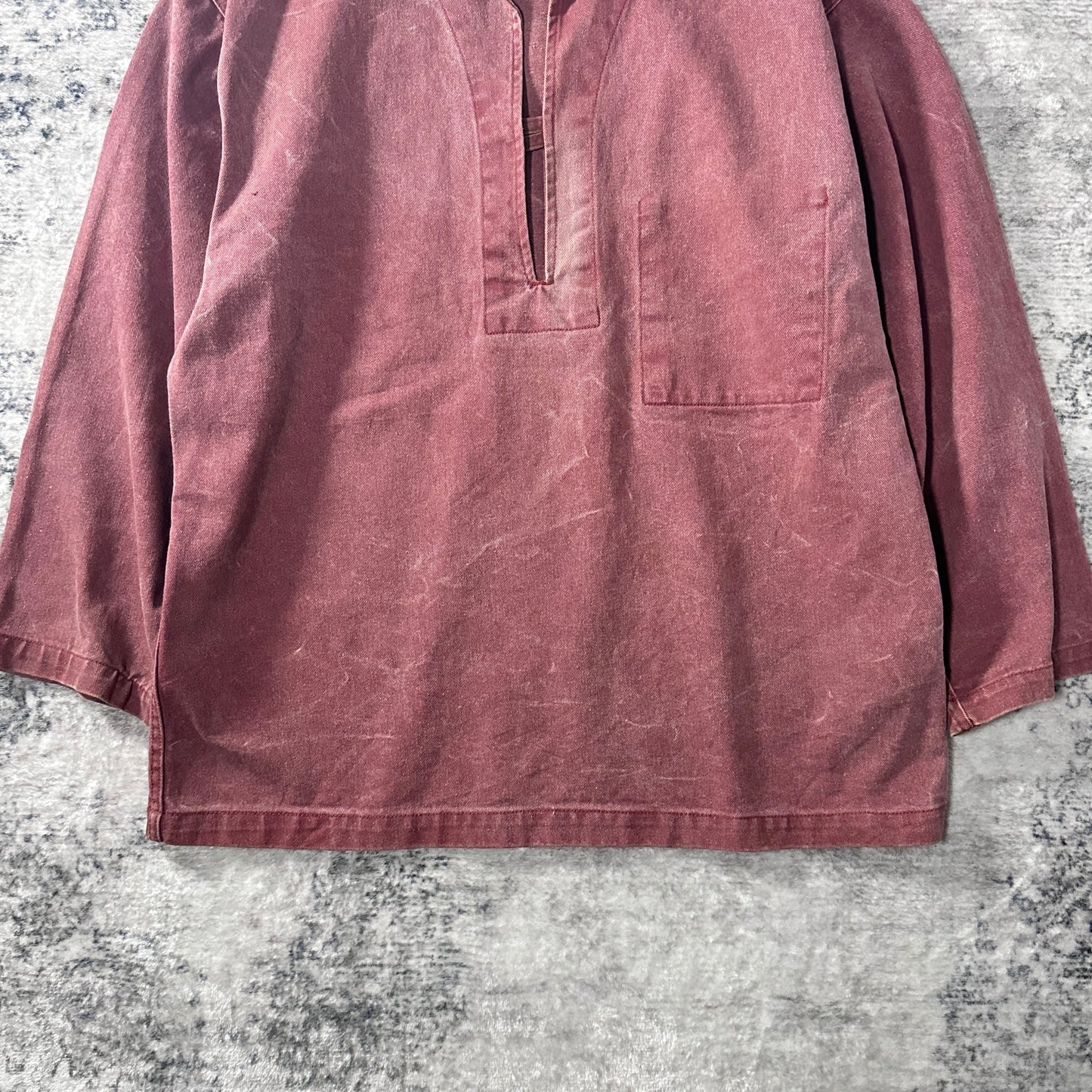 Fisherman's smock Pullover Shirt / Size M / Faded Dusty Rose