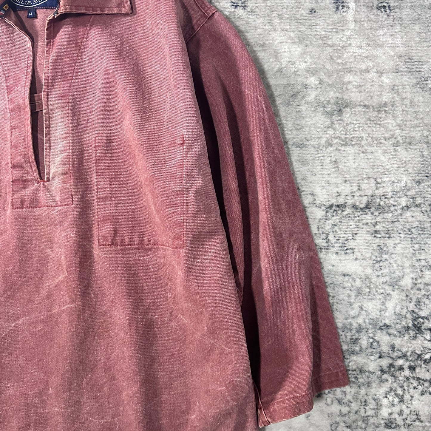 Fisherman's smock Pullover Shirt / Size M / Faded Dusty Rose