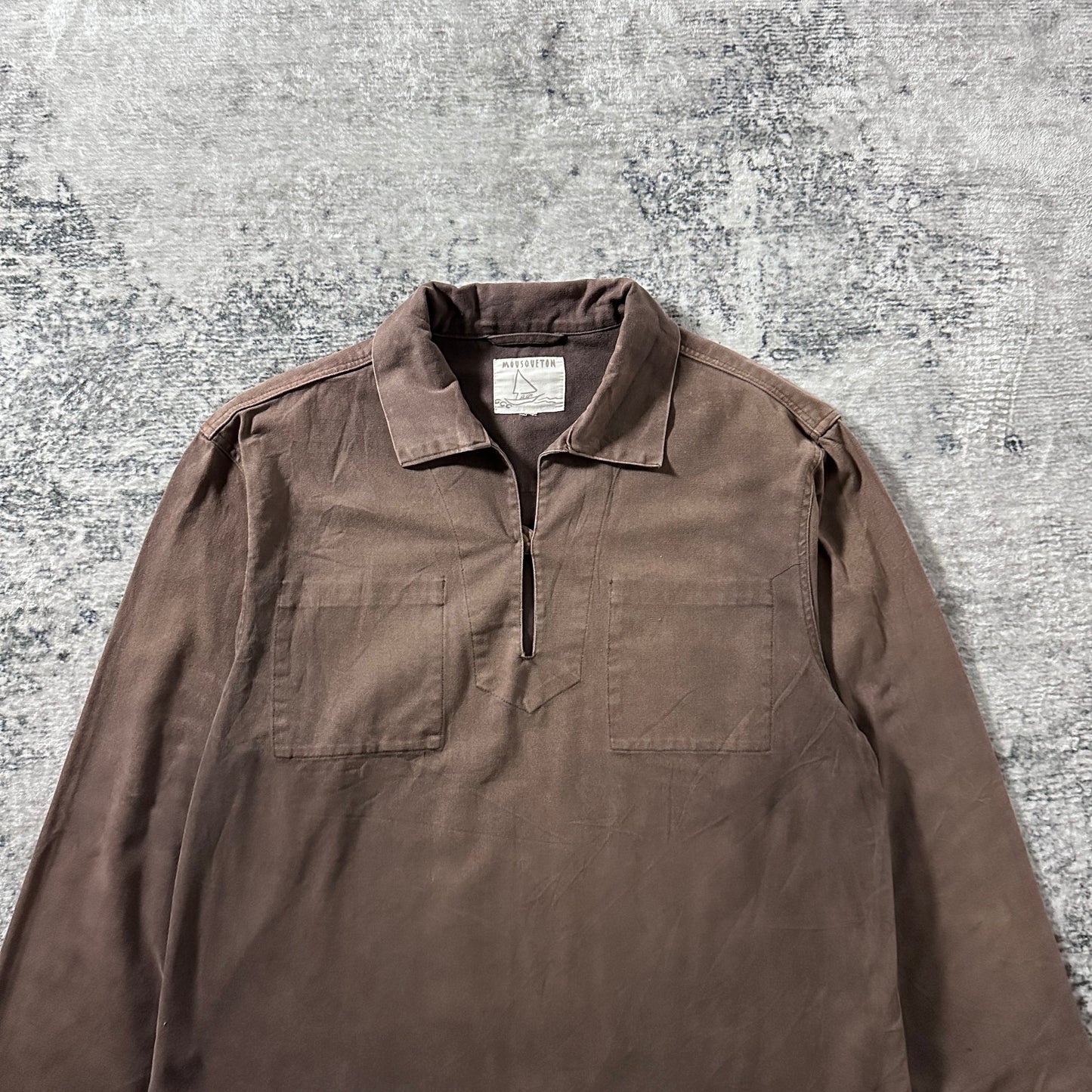 MOUSQUETON Brown Pullover Fisherman Smock Long Sleeve Shirt