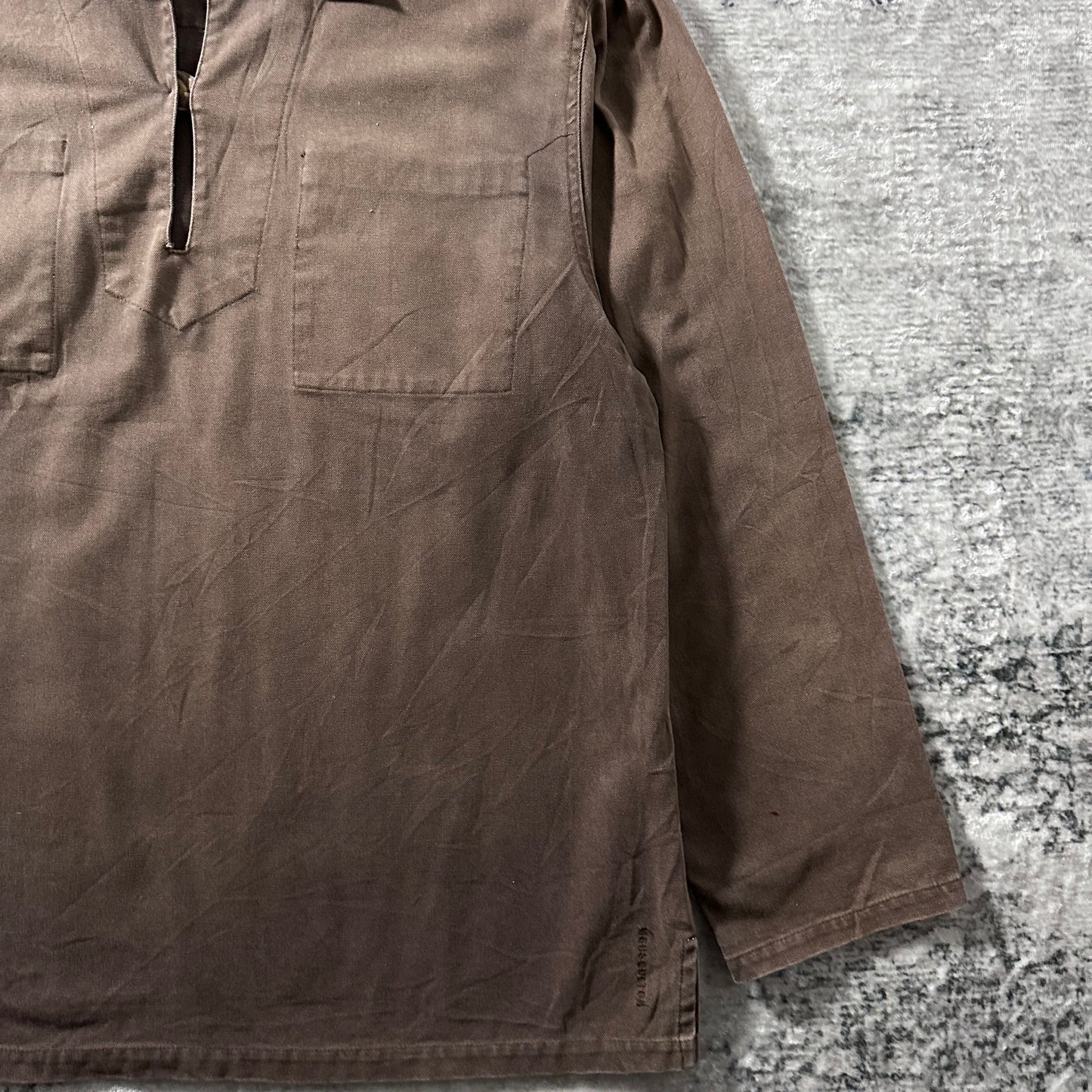 MOUSQUETON Brown Pullover Fisherman Smock Long Sleeve Shirt