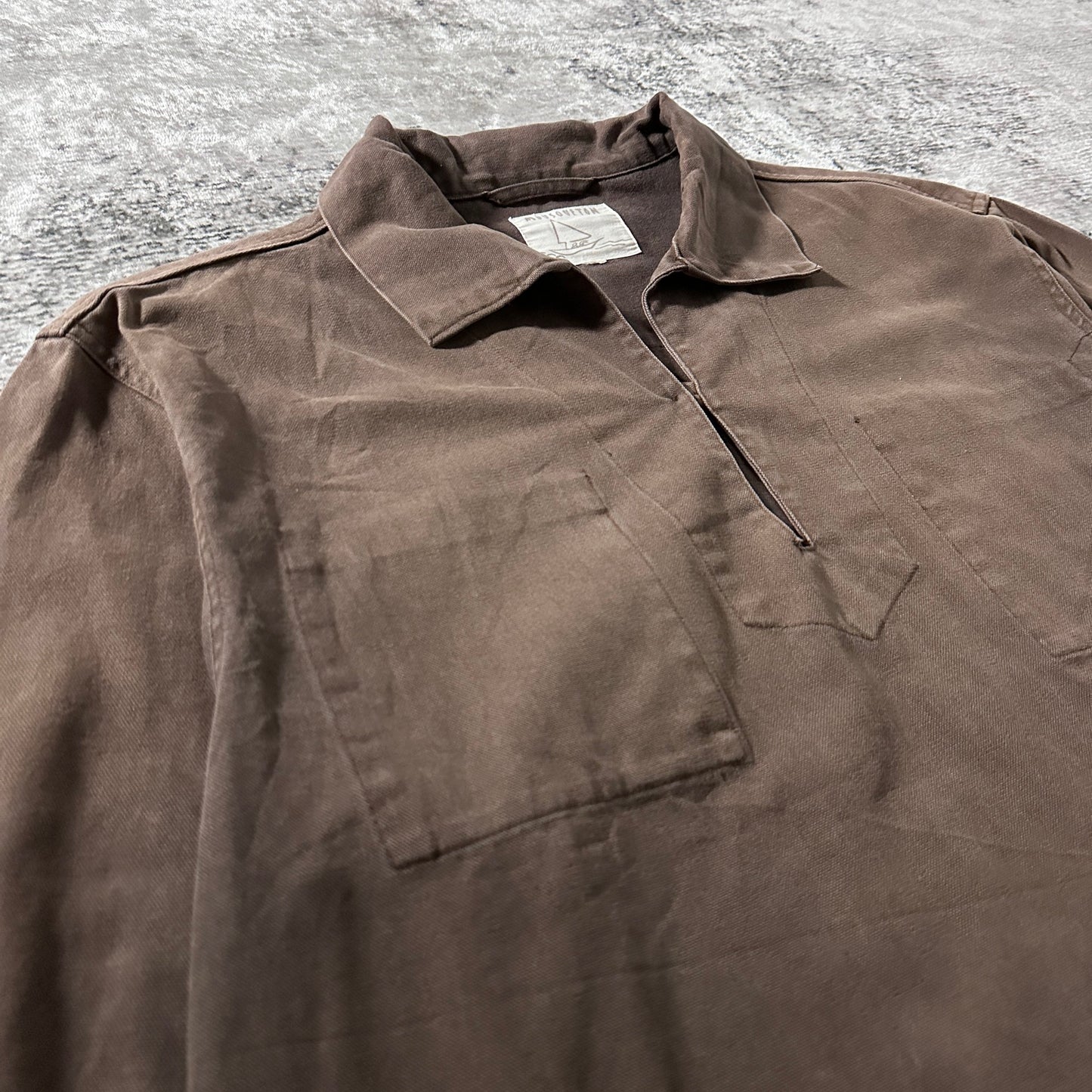 MOUSQUETON Brown Pullover Fisherman Smock Long Sleeve Shirt