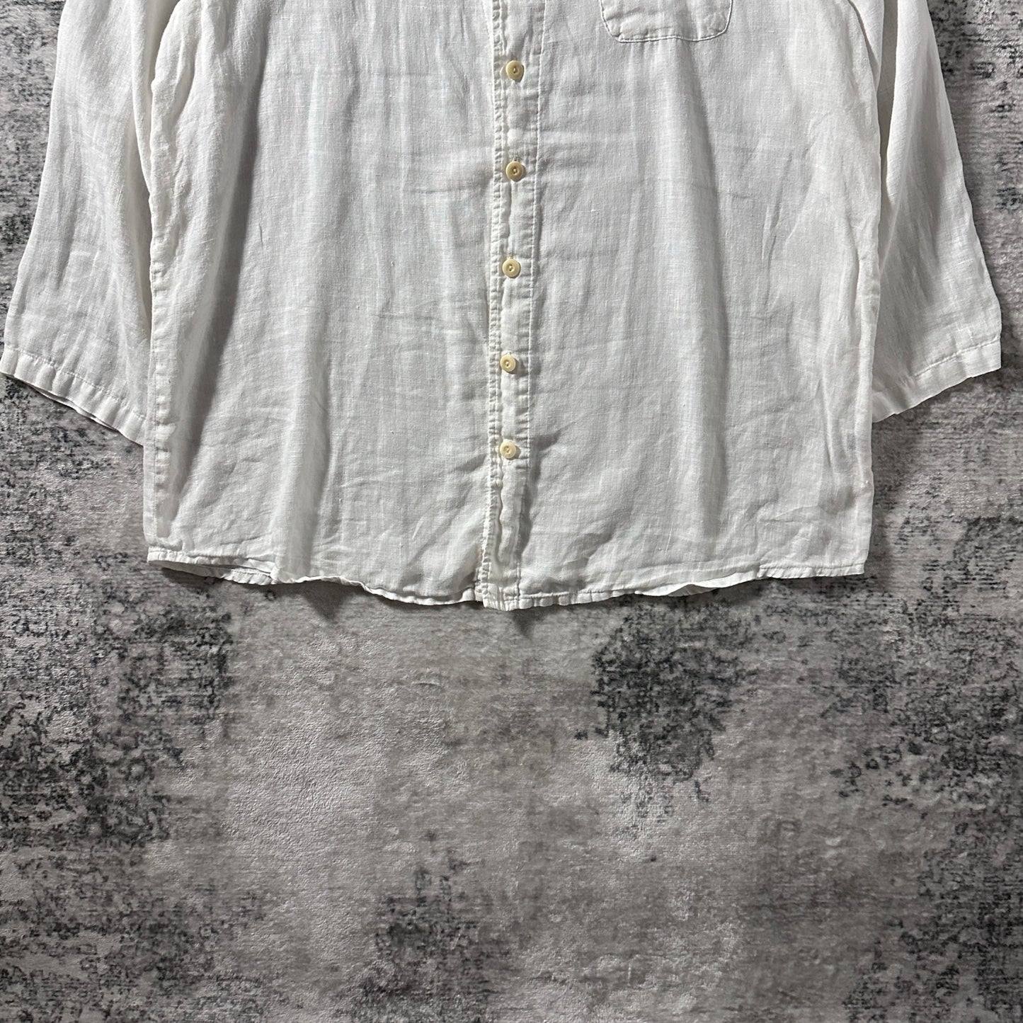 FLAX 100% Linen White Open Collar Shirt – M