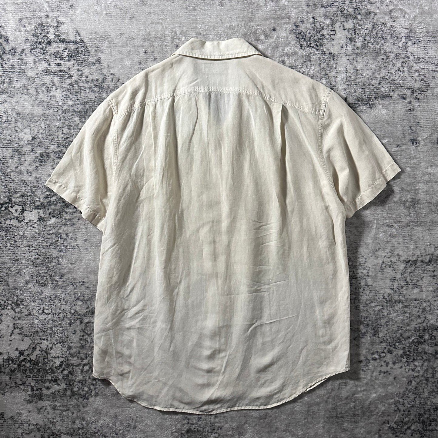 Polo by Ralph Lauren Beach Camp Linen Silk Ivory Short Sleeve Shirt – L