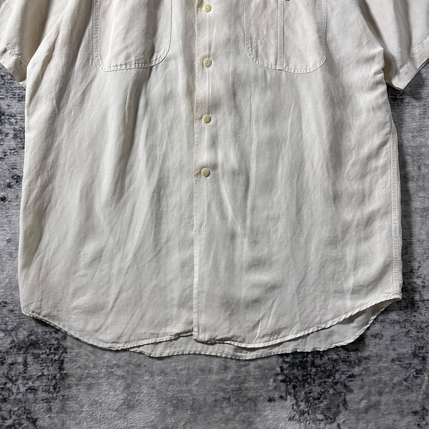 Polo by Ralph Lauren Beach Camp Linen Silk Ivory Short Sleeve Shirt – L